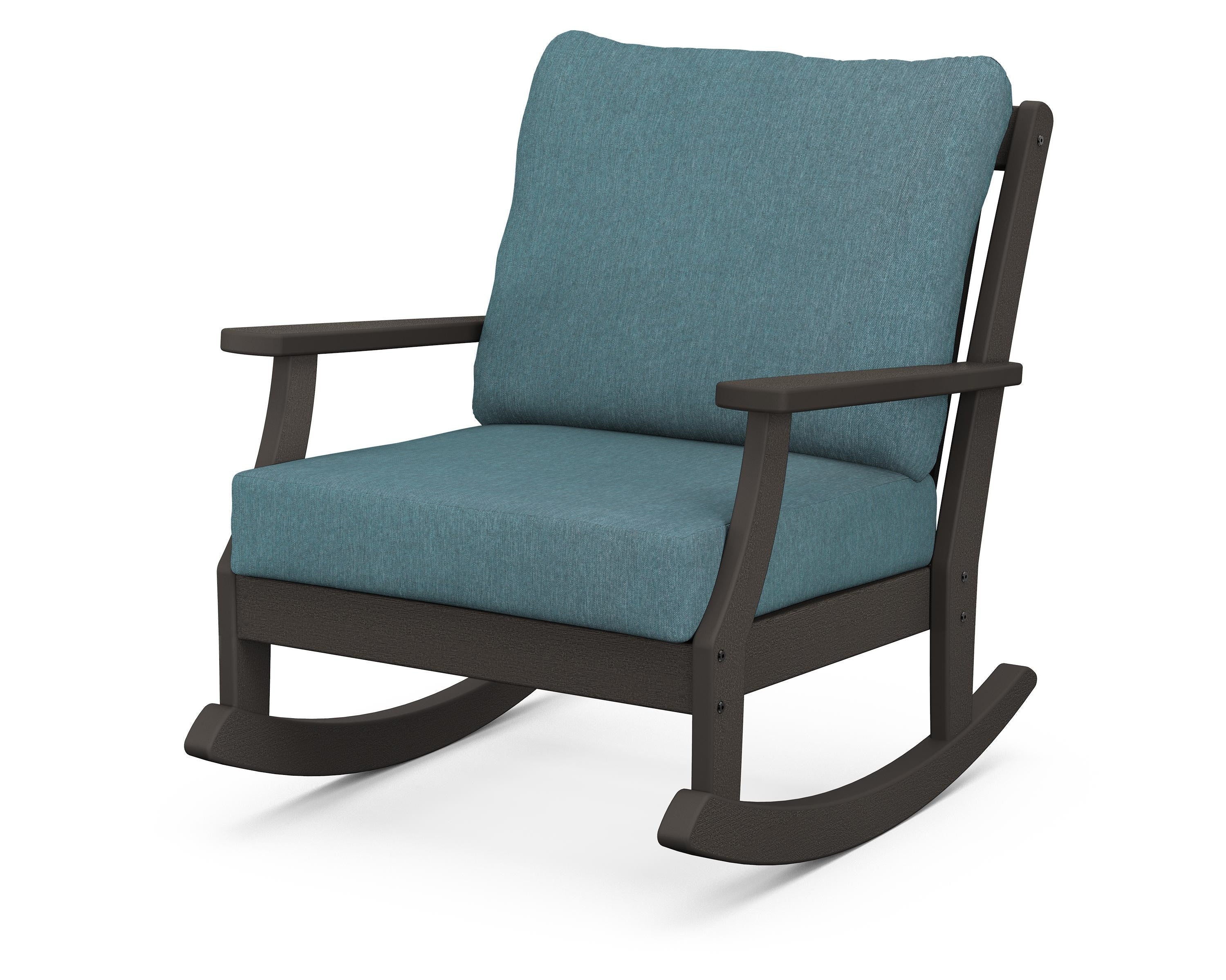 POLYWOOD® Braxton Deep Seating Rocking Chair in Vintage Coffee / Ocean Teal
