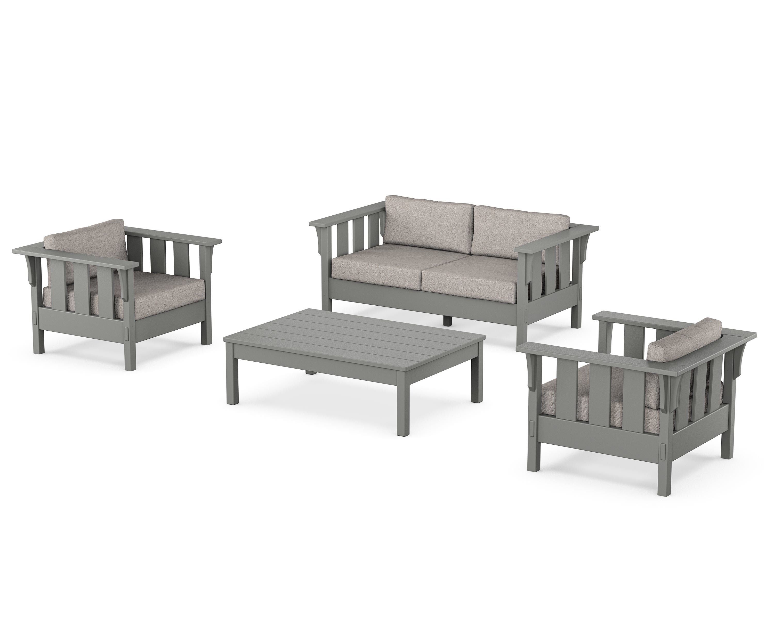 Martha Stewart by POLYWOOD® Acadia 4-Piece Deep Seating Set with Loveseat in Slate Grey / Weathered Tweed