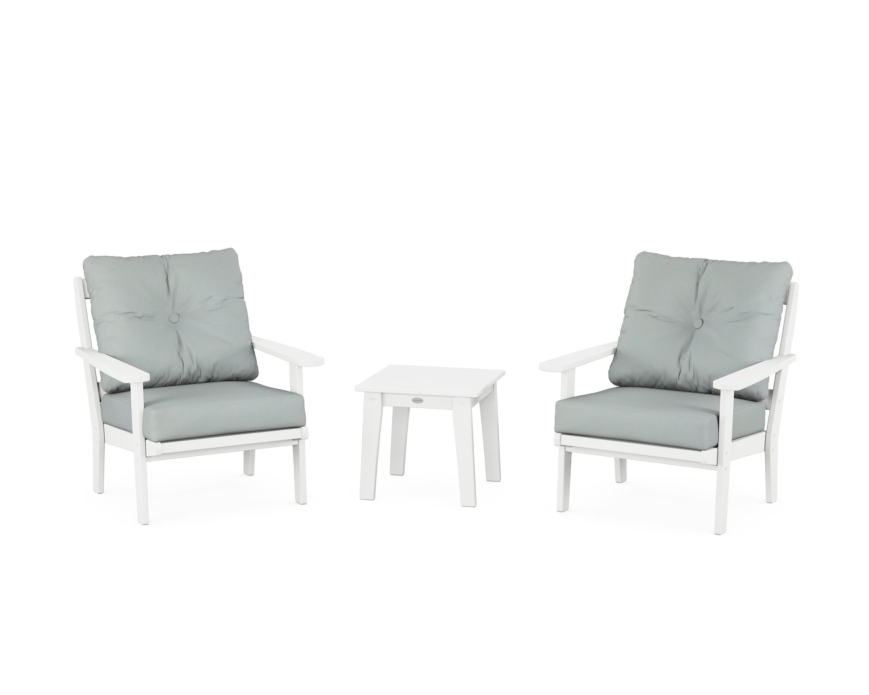 POLYWOOD® Mission 3-Piece Deep Seating Set in White / Spa
