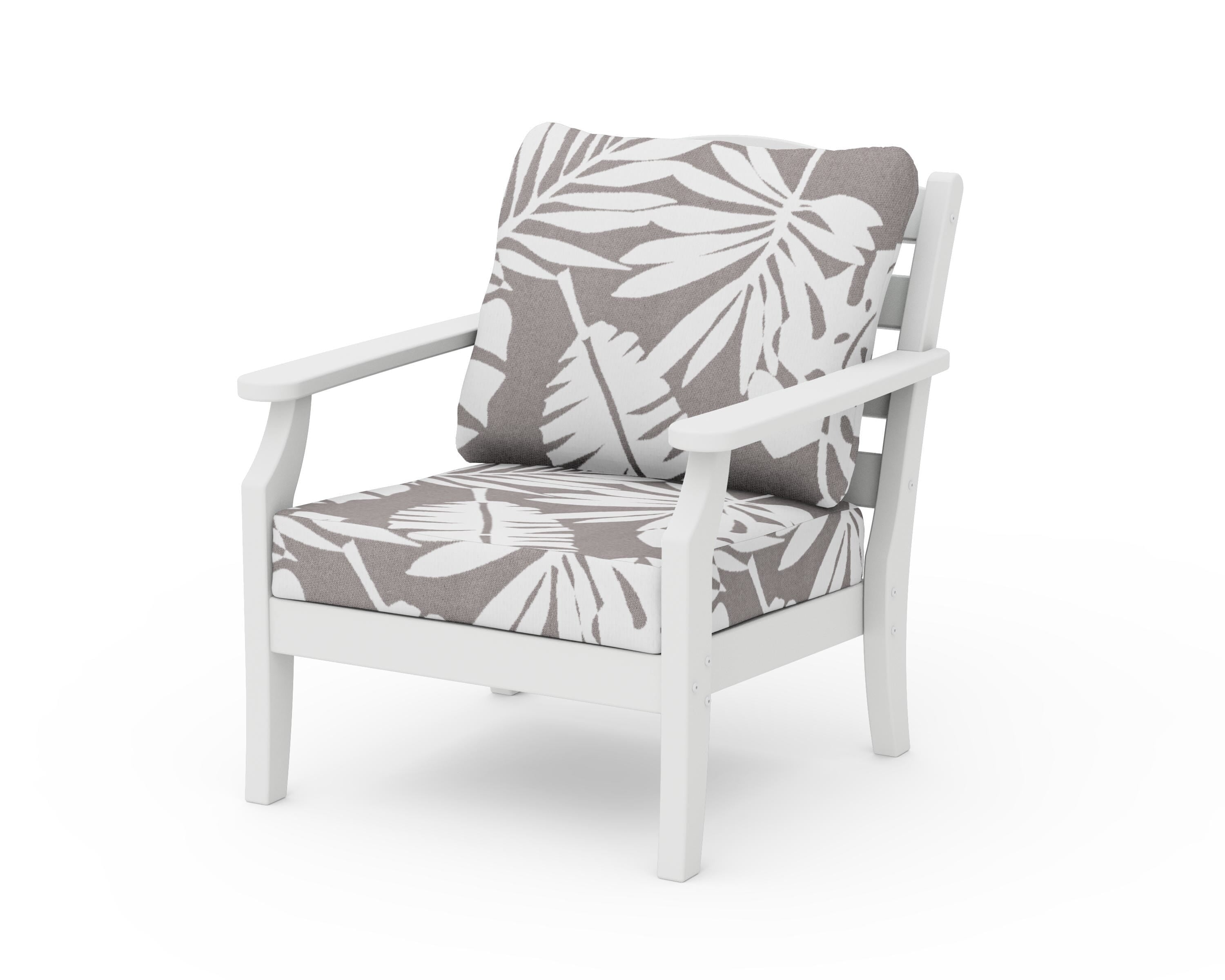 Draper James™ by POLYWOOD® Savannah Deep Seating Chair in White / Leaf Grey Mist