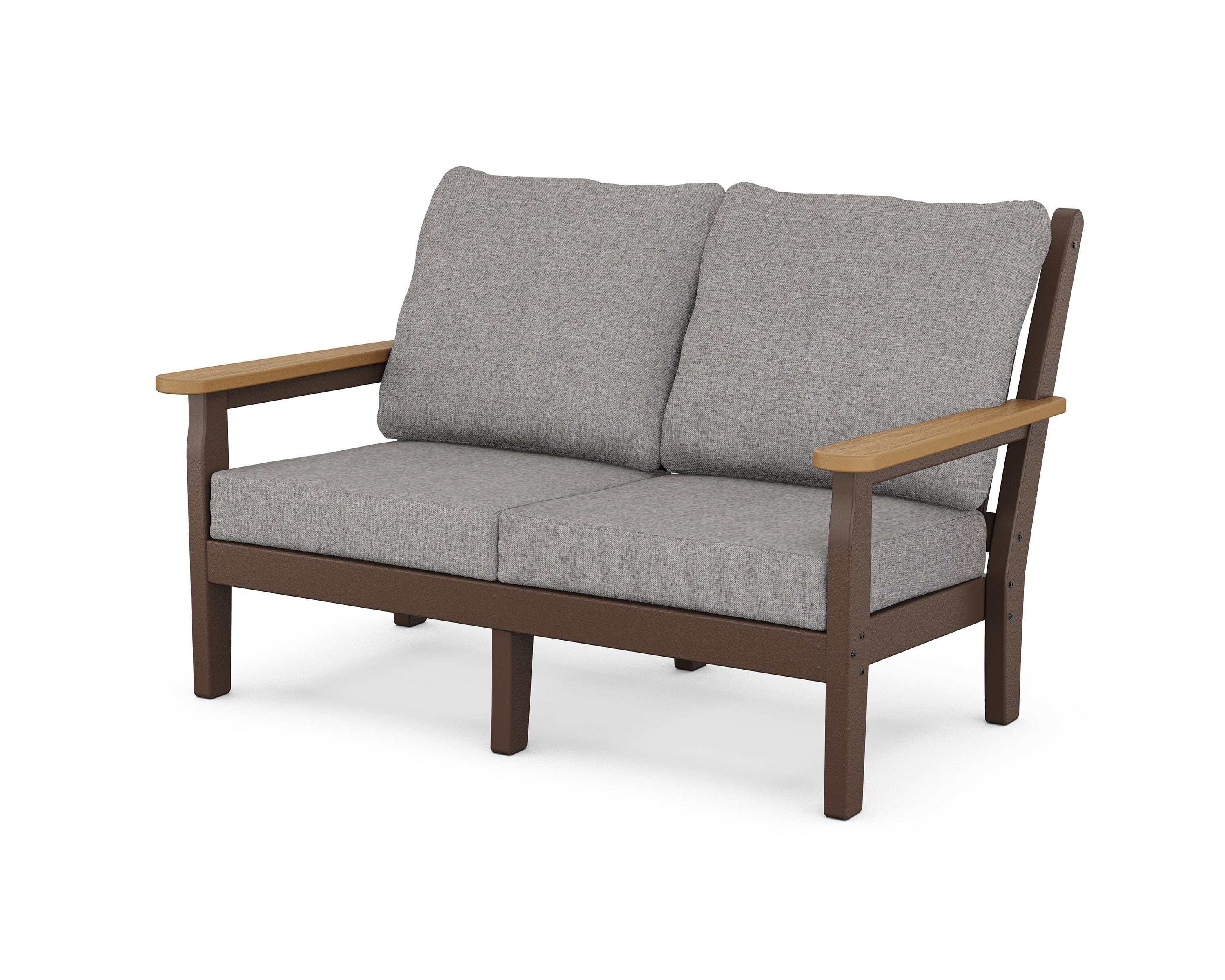 POLYWOOD® Chippendale Deep Seating Loveseat in Mahogany / Natural / Grey Mist