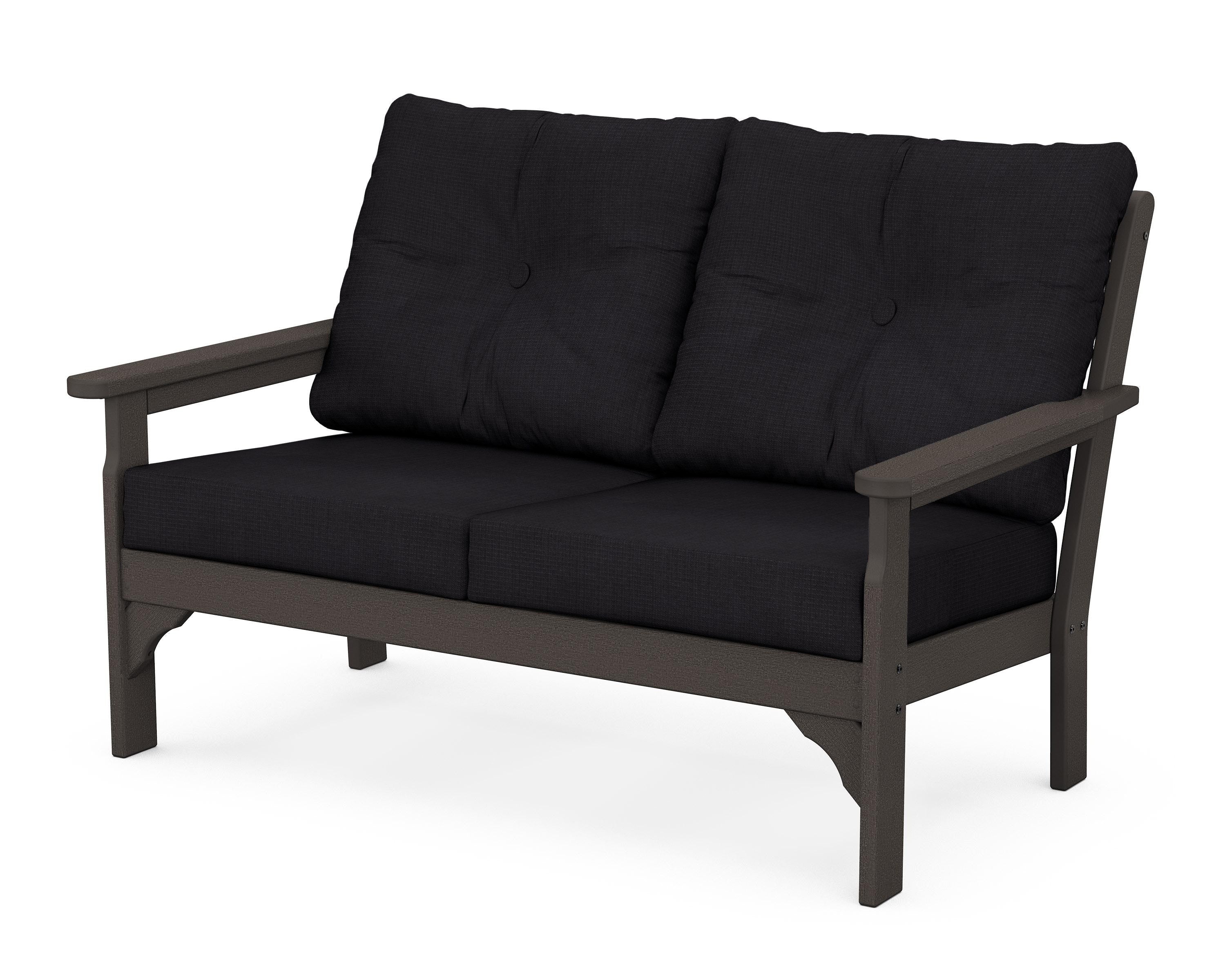 POLYWOOD® Vineyard Deep Seating Loveseat in Vintage Coffee / Midnight Linen