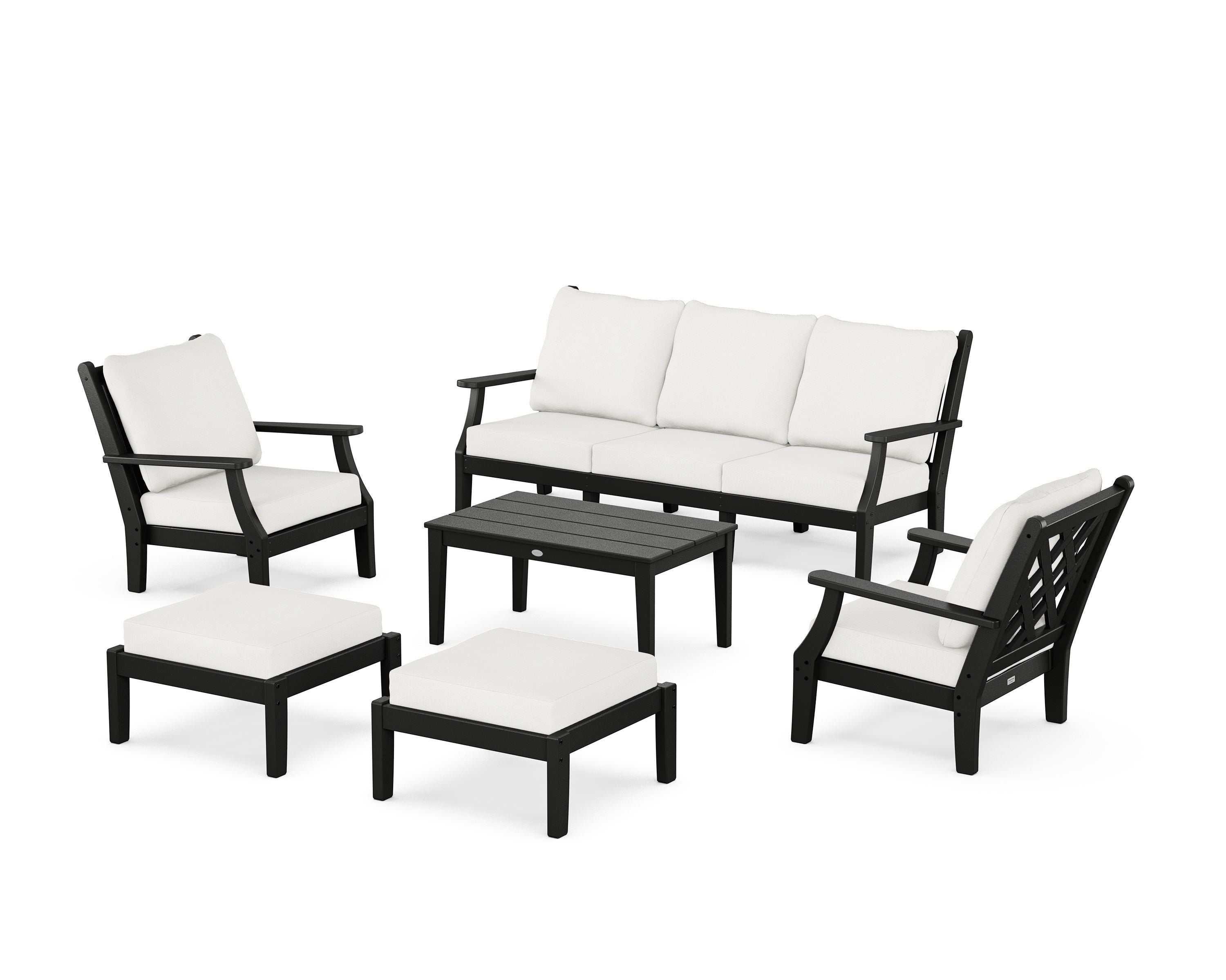 Country Living Wovendale 6-Piece Lounge Sofa Set in Black / Natural Linen
