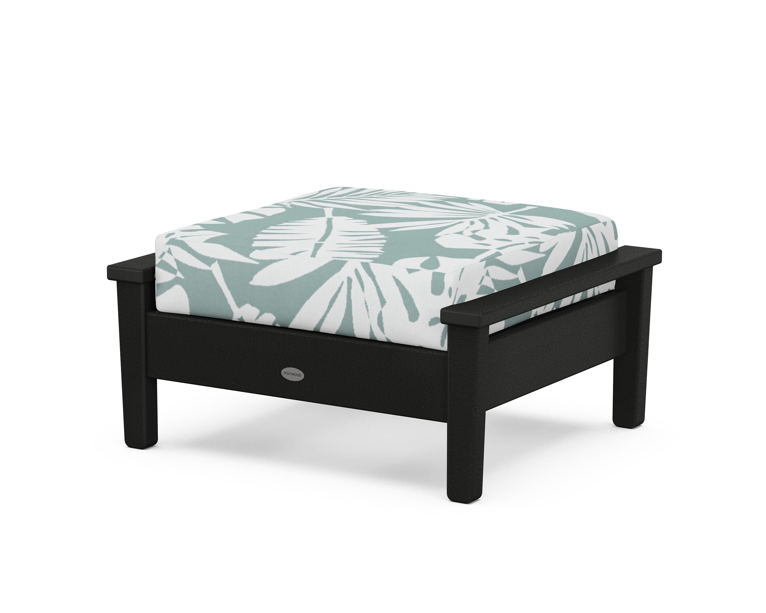 POLYWOOD® Prescott Deep Seating Ottoman in Black / Leaf Glacier Spa