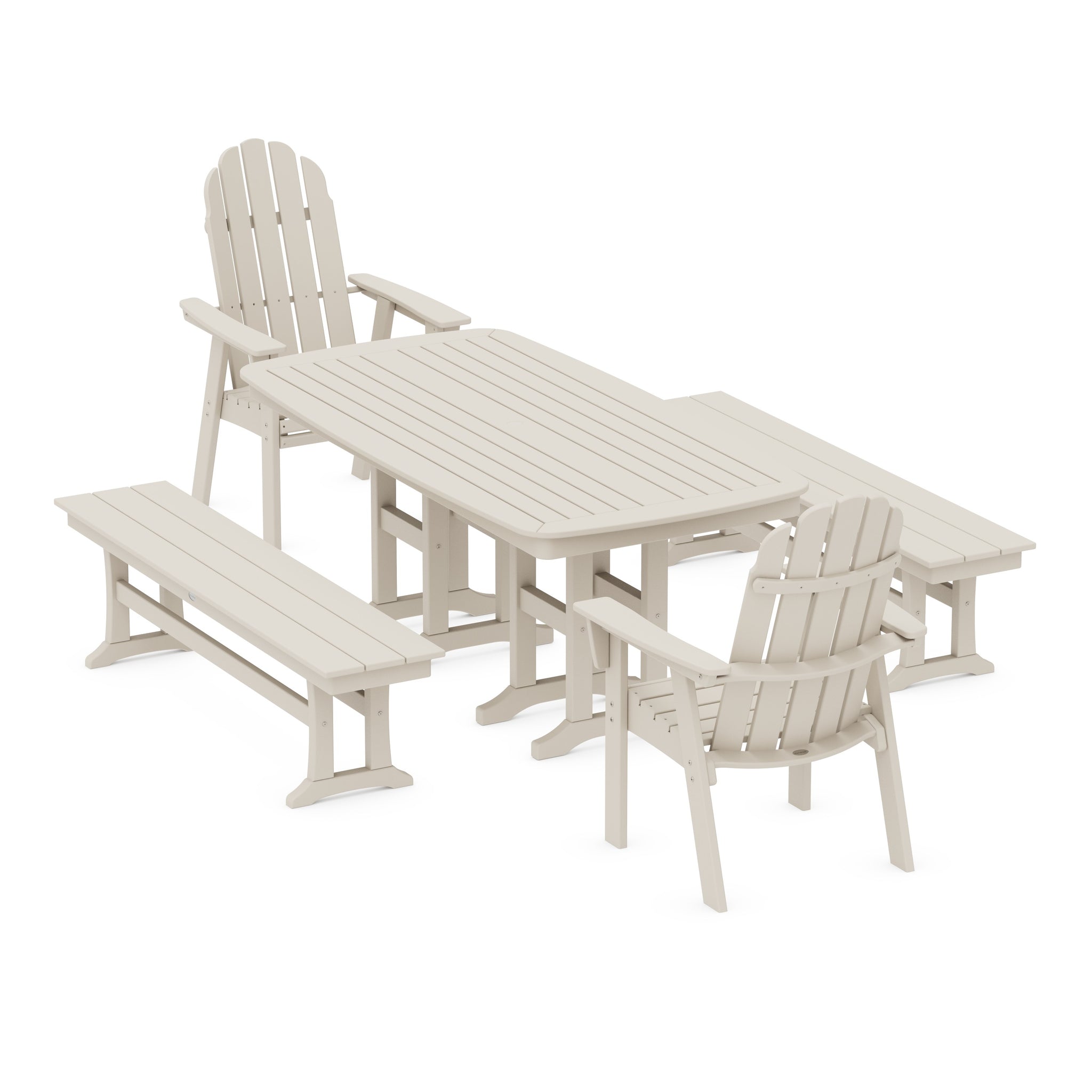 Vineyard Adirondack 5-Piece Dining Set with Benches
