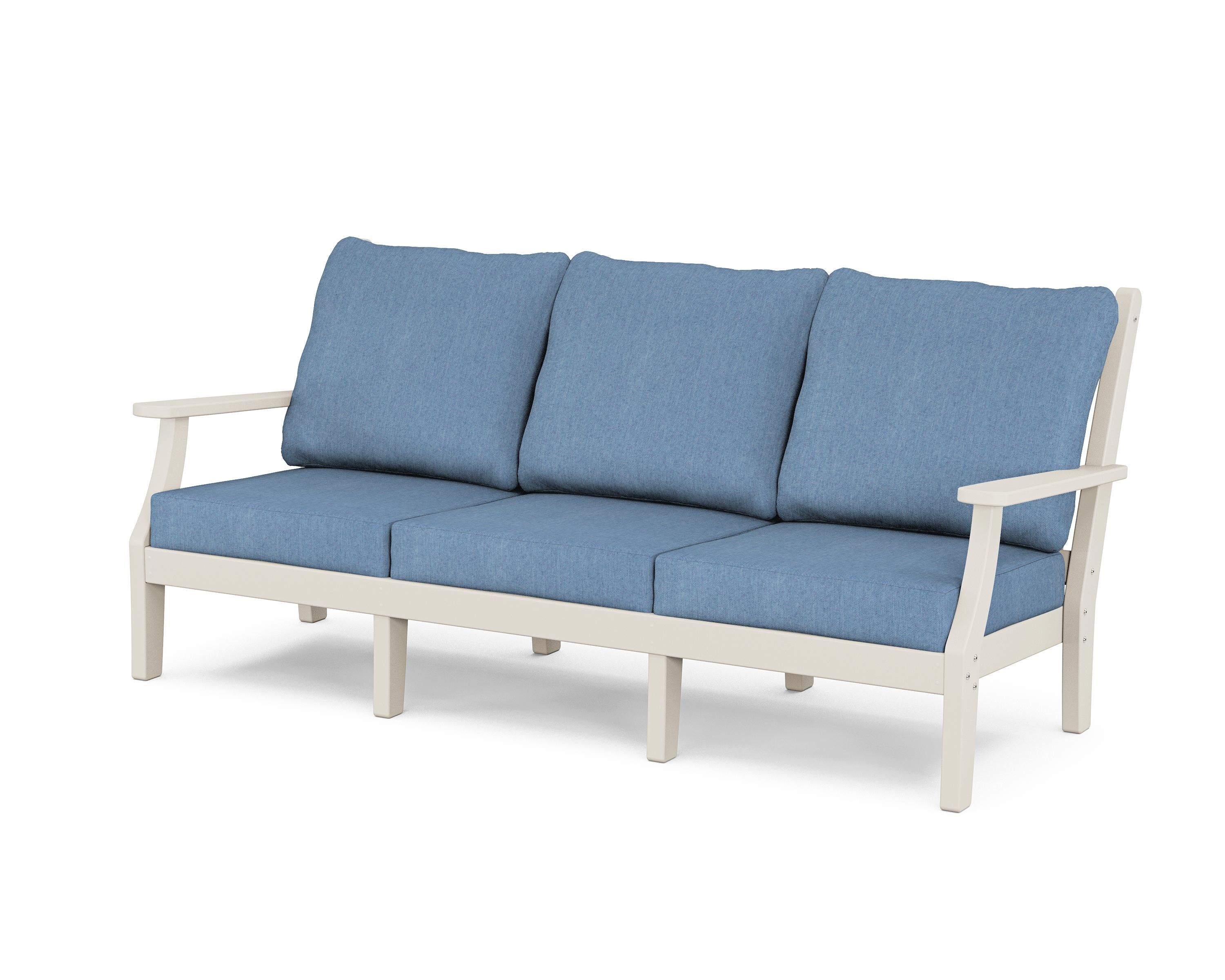 Country Living Wovendale Deep Seating Sofa in Sand / Sky Blue