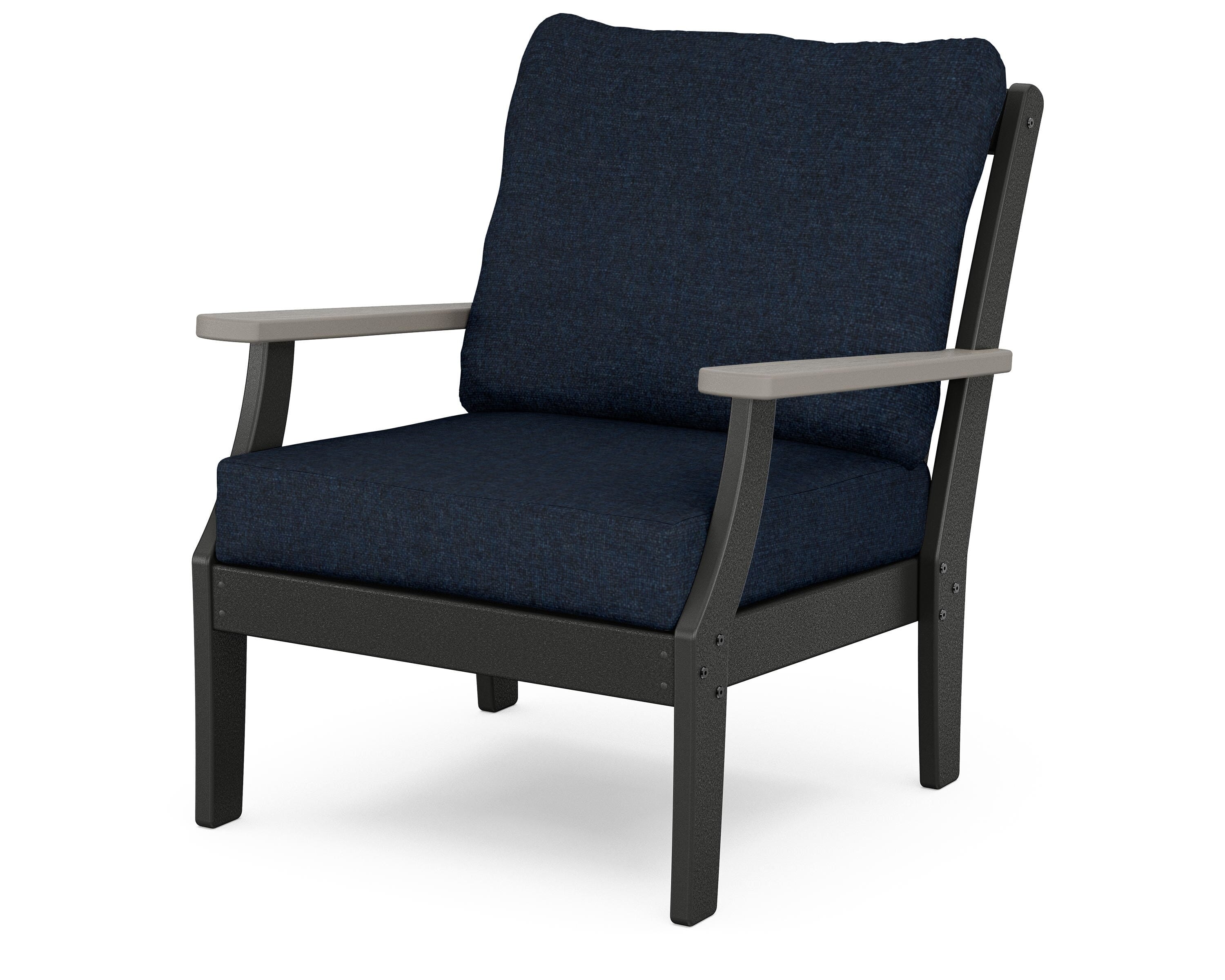 POLYWOOD® Braxton Deep Seating Chair in Black / Driftwood / Marine Indigo