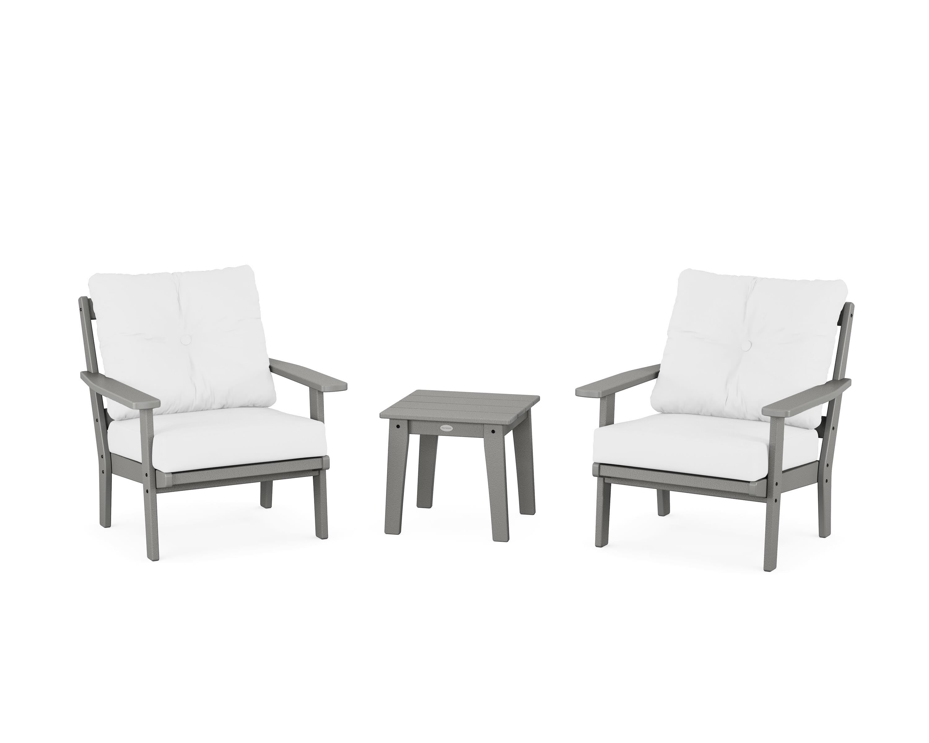 POLYWOOD® Prairie 3-Piece Deep Seating Set in Slate Grey / Natural