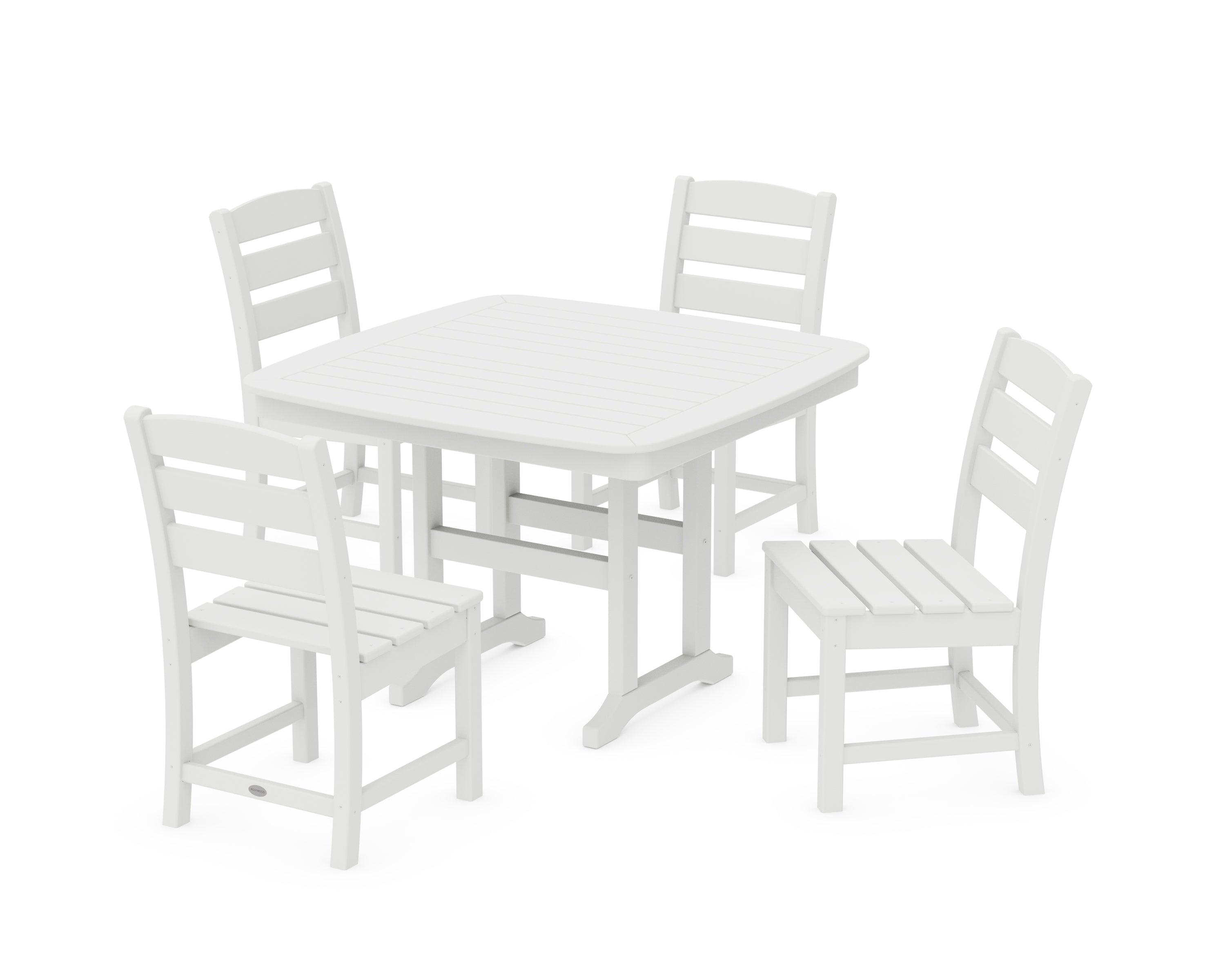 POLYWOOD® Lakeside Side Chair 5-Piece Dining Set with Trestle Legs in White