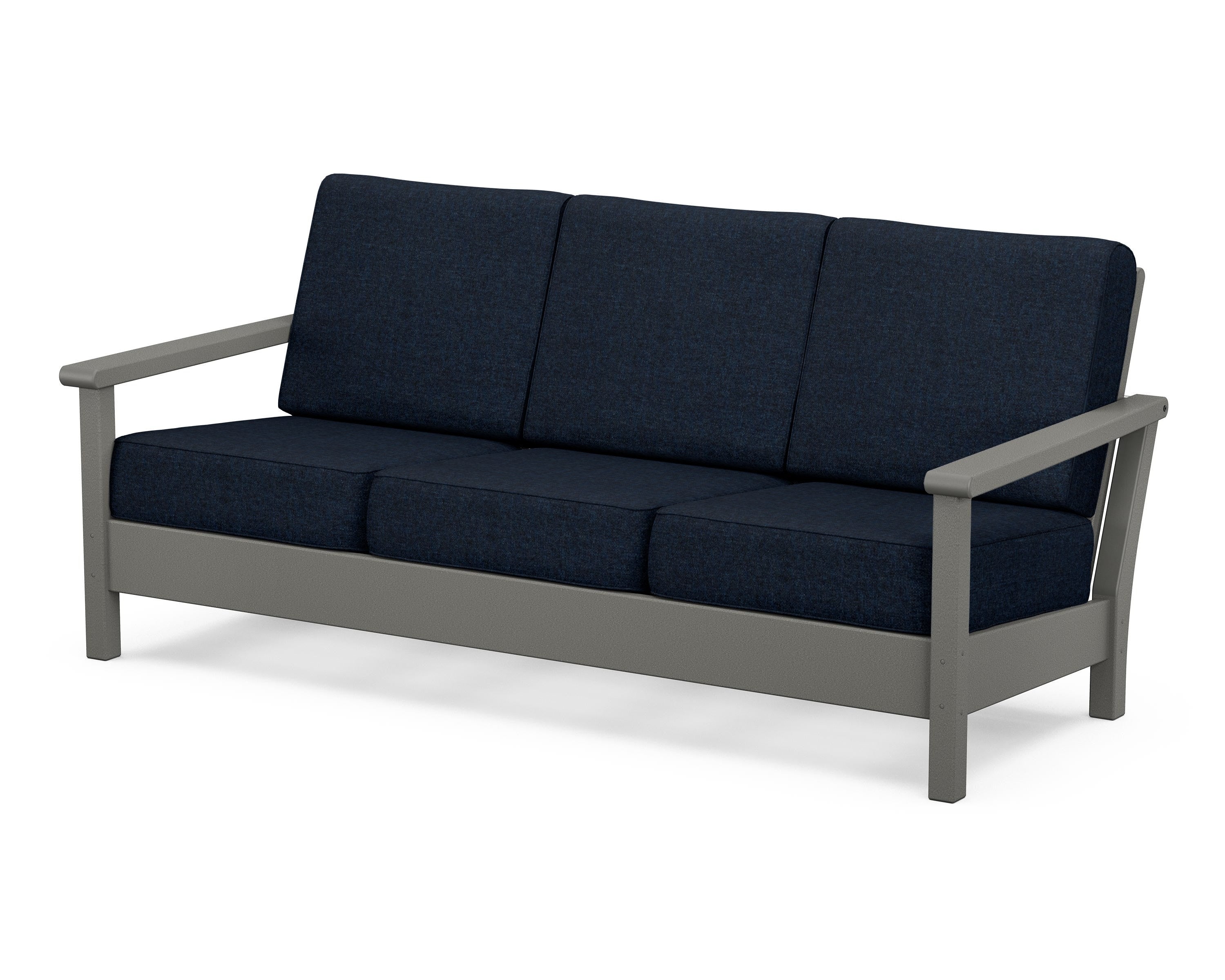 POLYWOOD® Harbour Deep Seating Sofa in Slate Grey / Marine Indigo