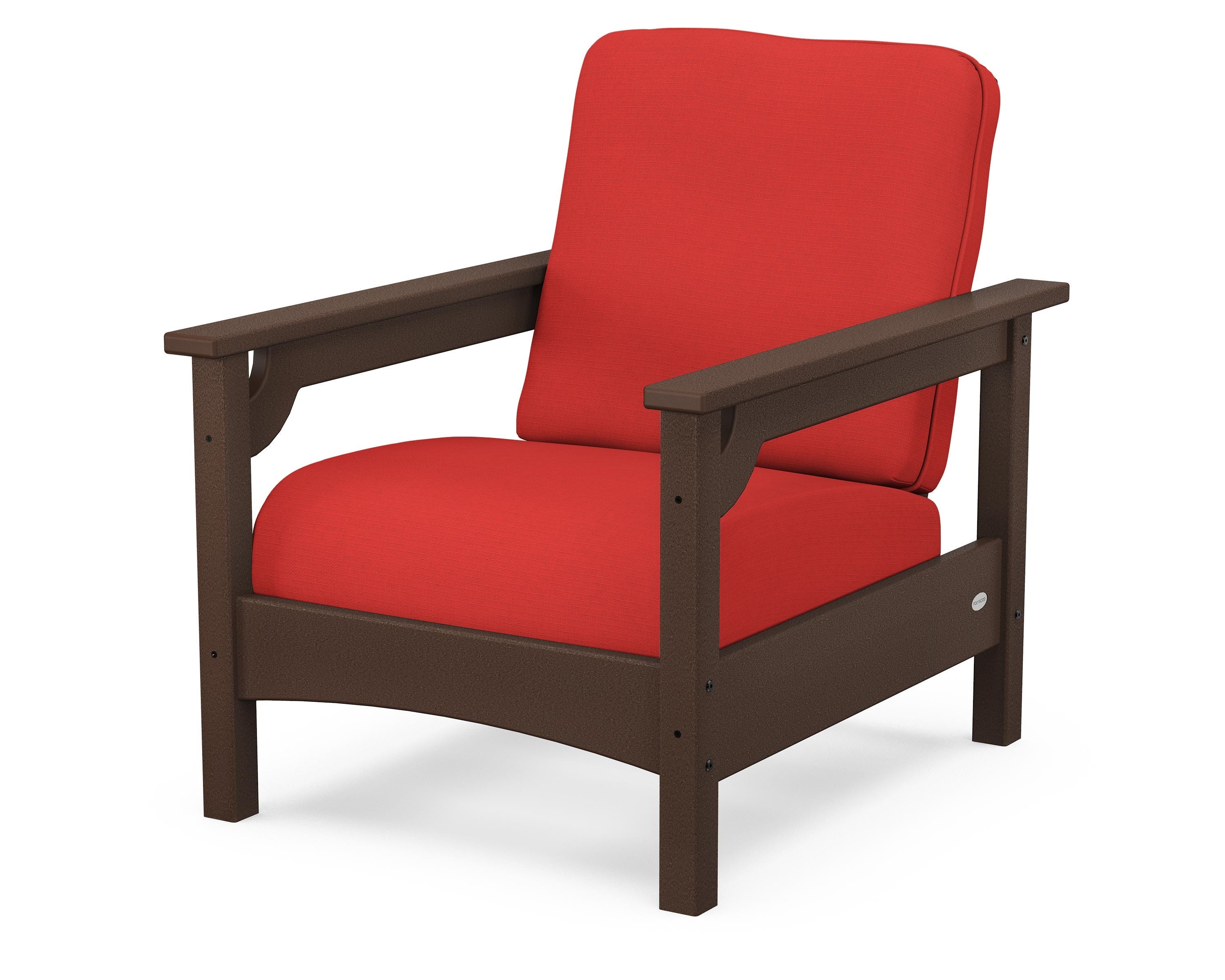 POLYWOOD® Club Chair in Mahogany / Crimson Linen