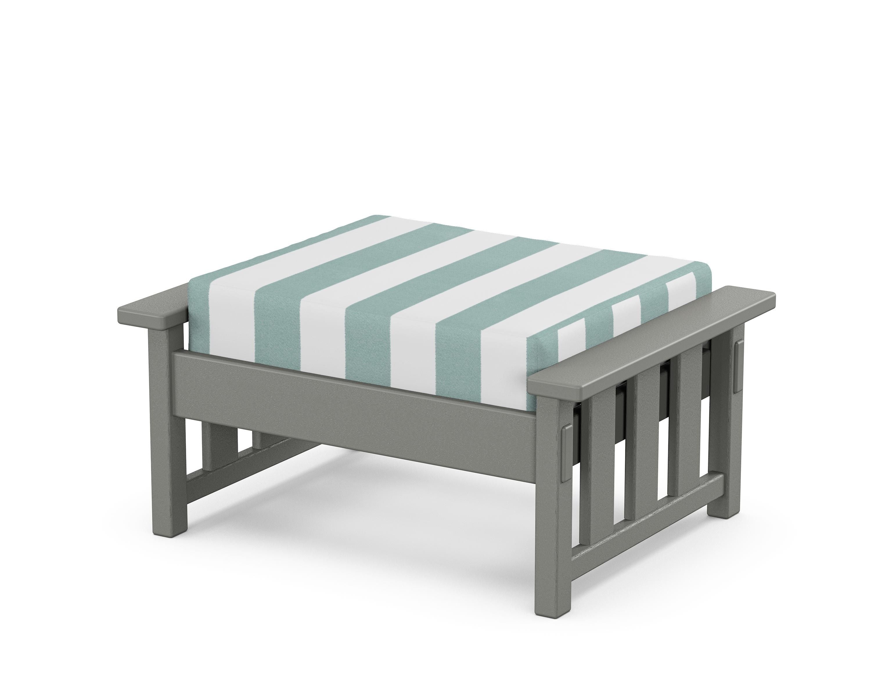 Martha Stewart by POLYWOOD® Acadia Deep Seating Ottoman in Slate Grey / Cabana Stripe Glacier Spa