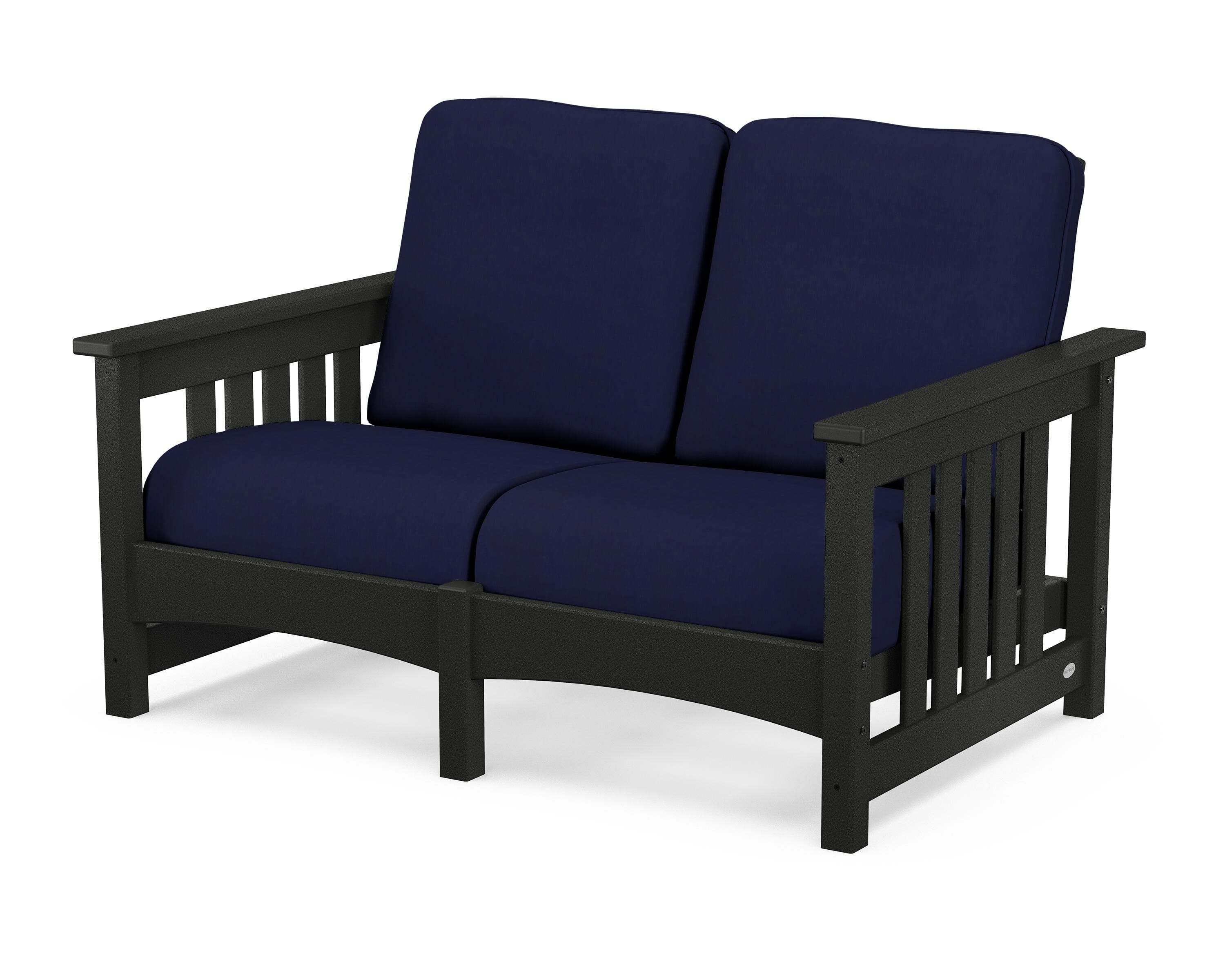POLYWOOD® Club Mission Loveseat in Black / Navy