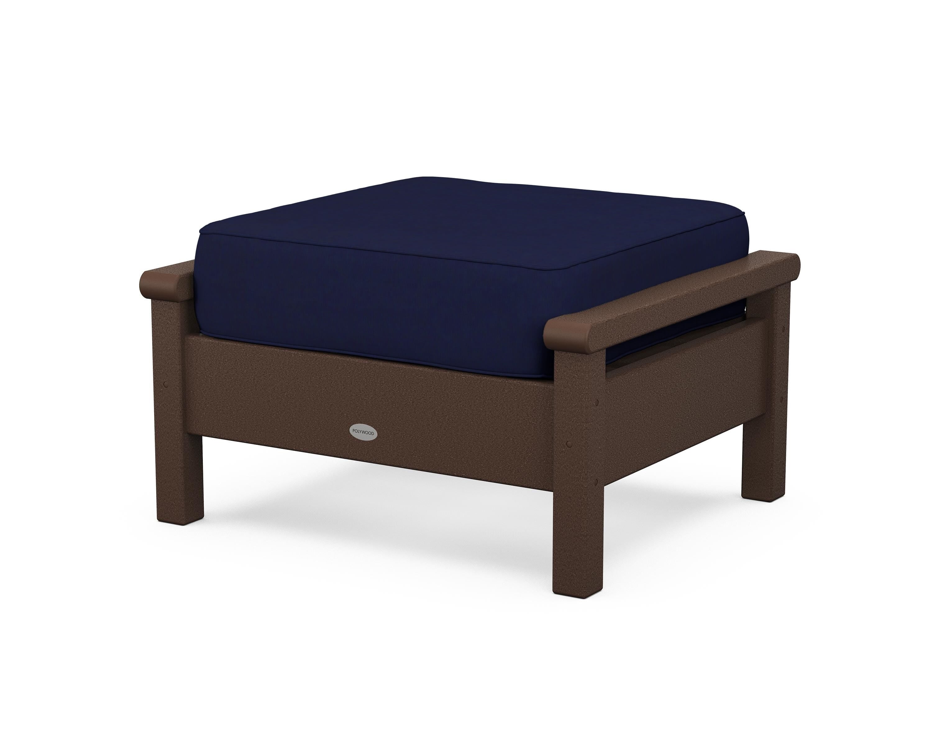 POLYWOOD® Harbour Deep Seating Ottoman in Mahogany / Navy