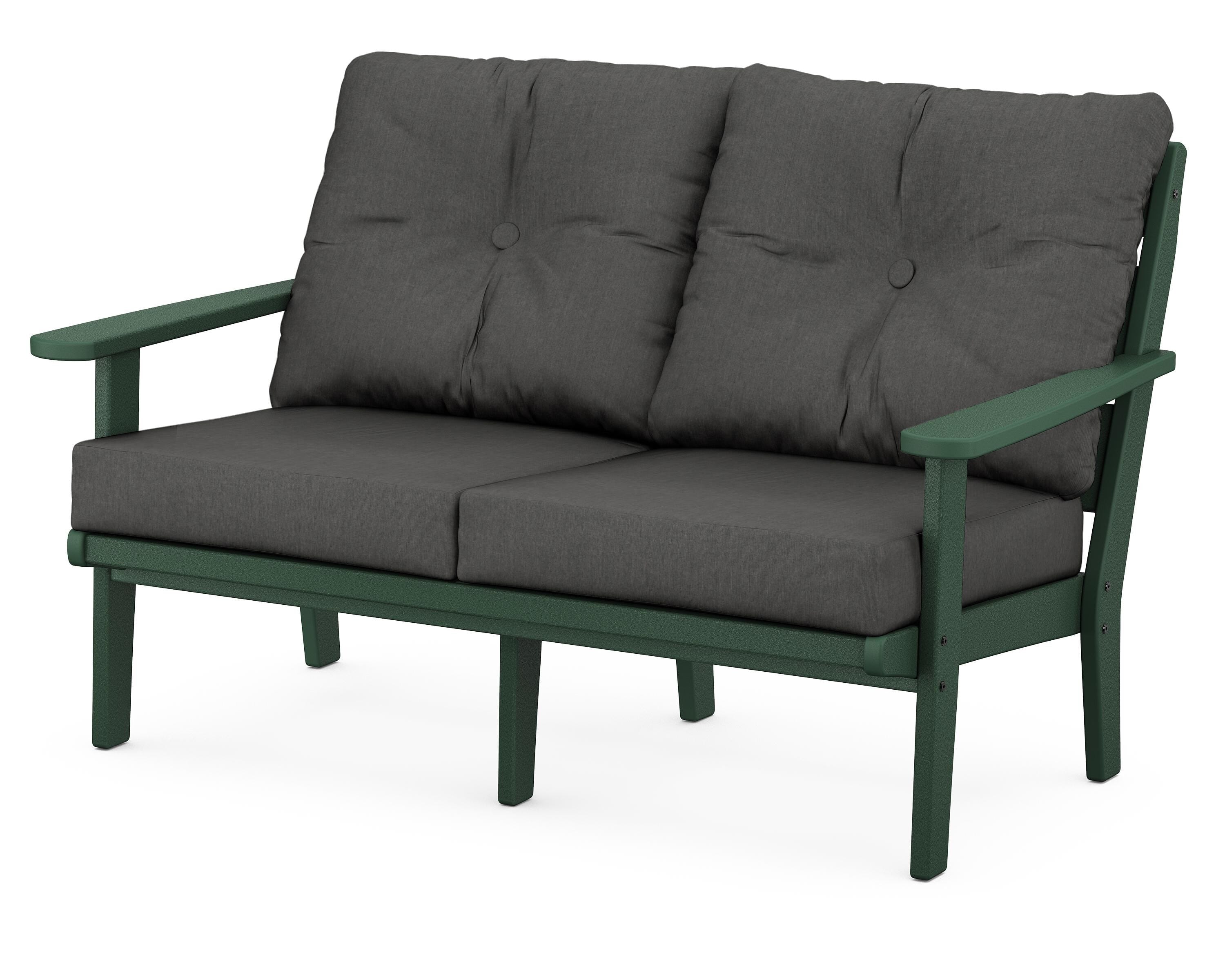 POLYWOOD® Lakeside Deep Seating Loveseat in Green / Spectrum Carbon