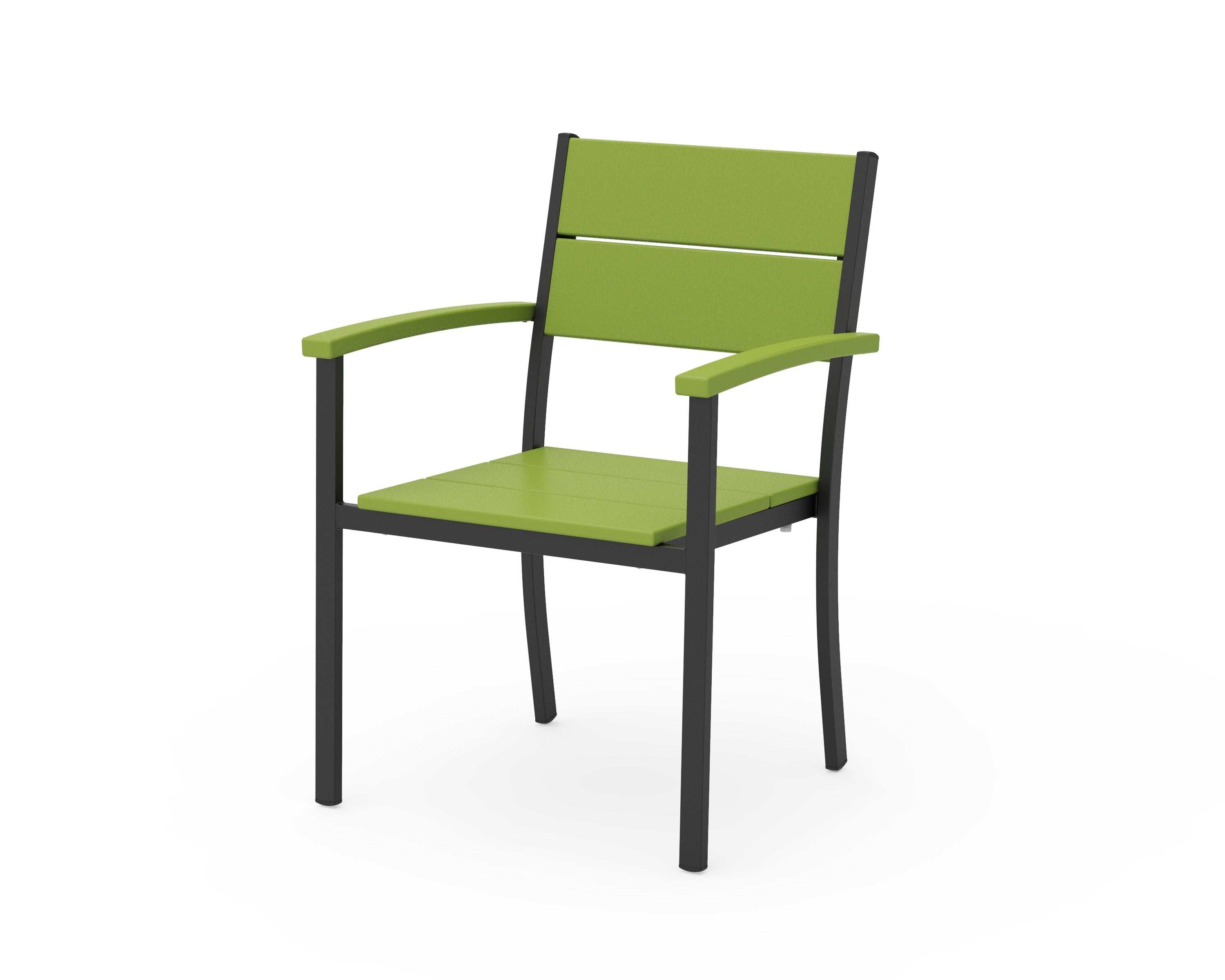 POLYWOOD® Main Street Stacking Dining Arm Chair in Black / Lime