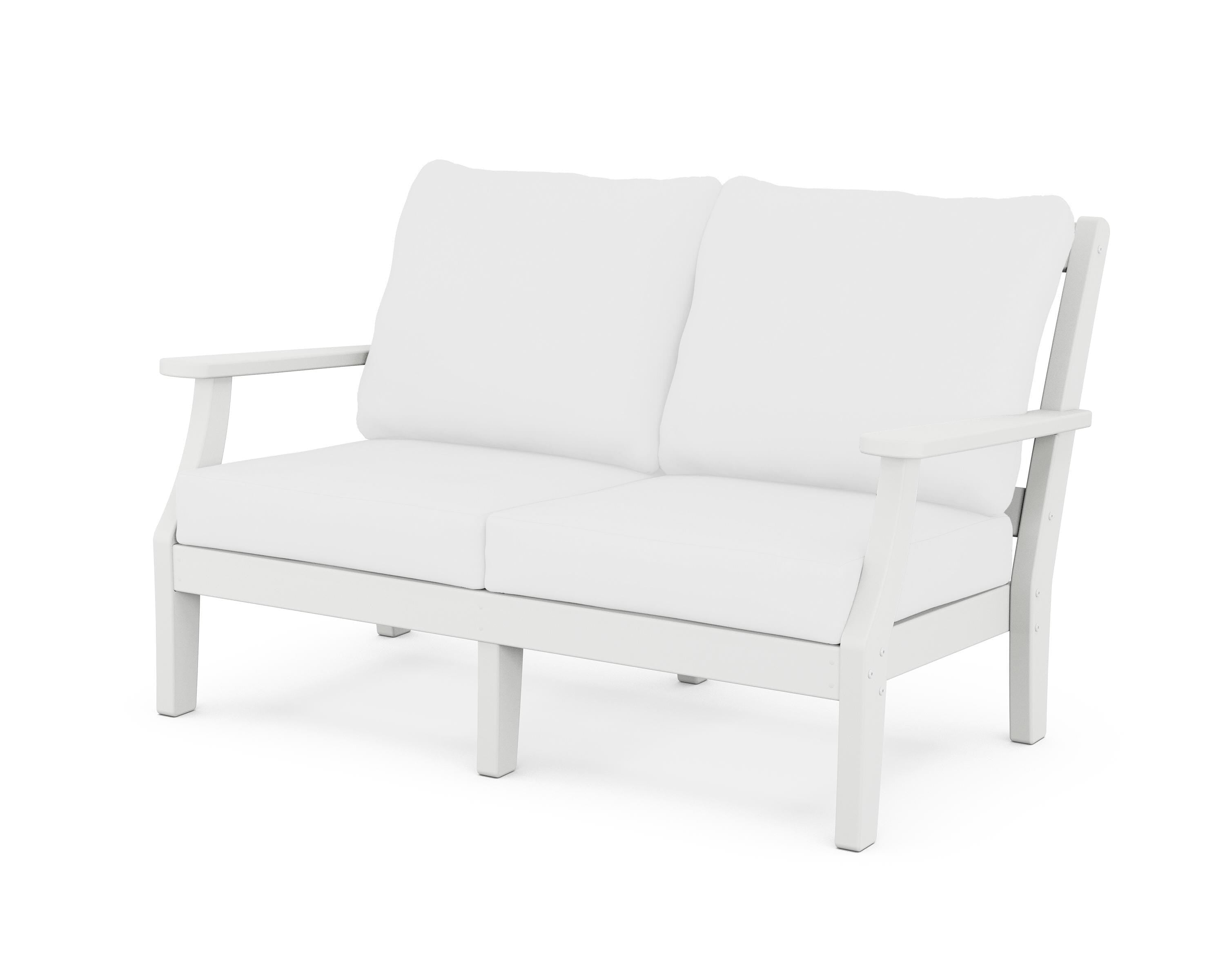 Martha Stewart by POLYWOOD® Chinoiserie Deep Seating Loveseat in White / Natural