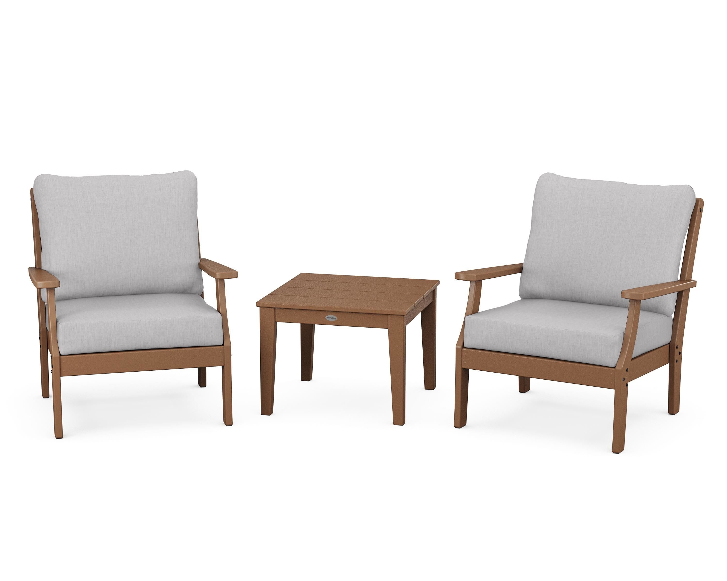POLYWOOD® Braxton 3-Piece Deep Seating Set in Teak / Granite