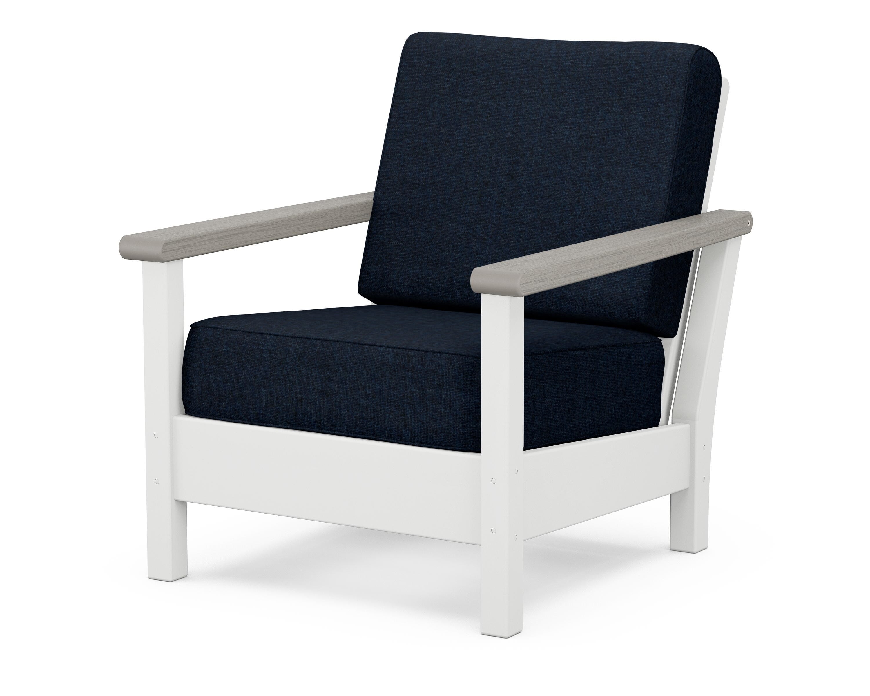POLYWOOD® Harbour Deep Seating Chair in White / Driftwood / Marine Indigo