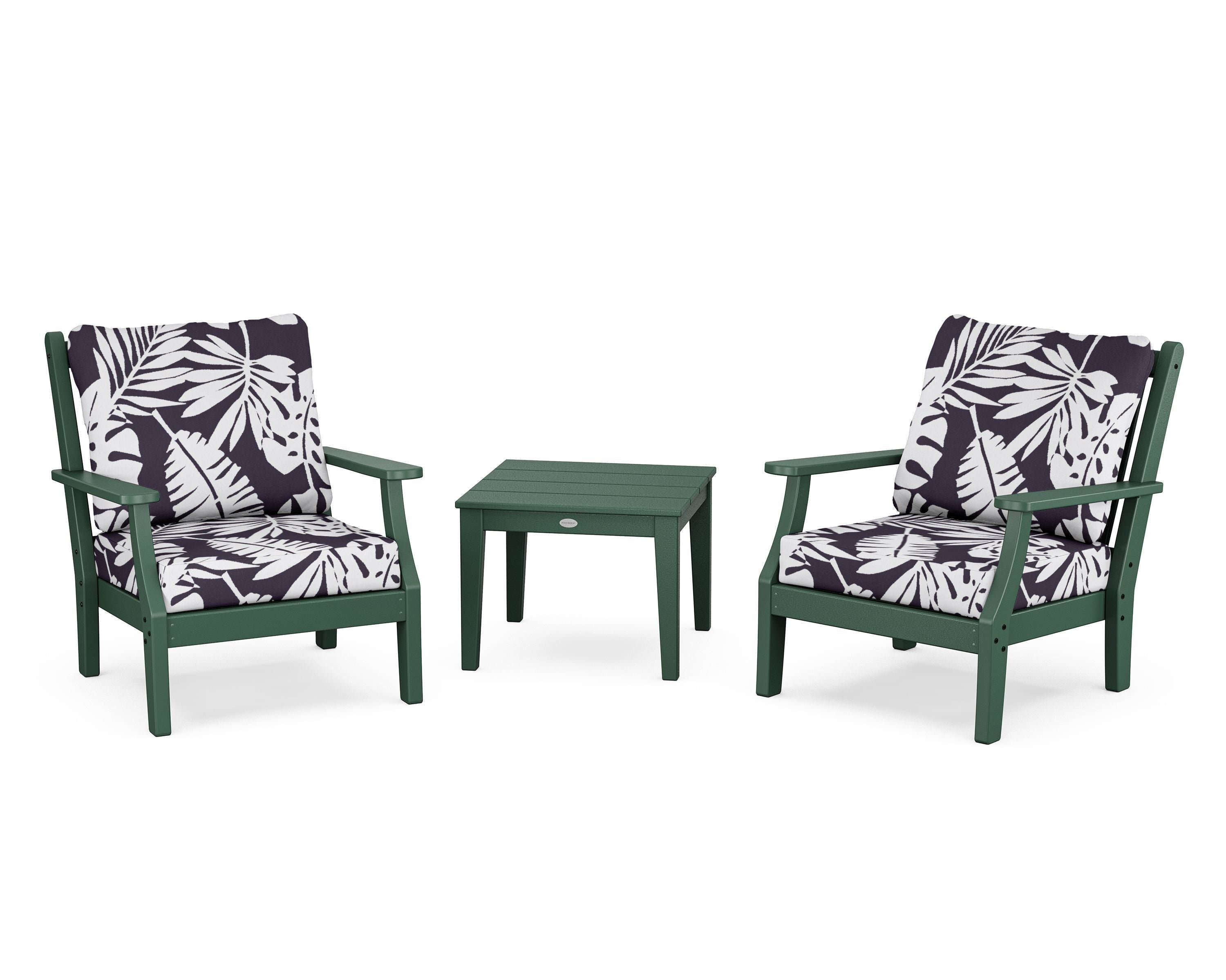 Country Living Wovendale 3-Piece Deep Seating Set in Green / Leaf Navy