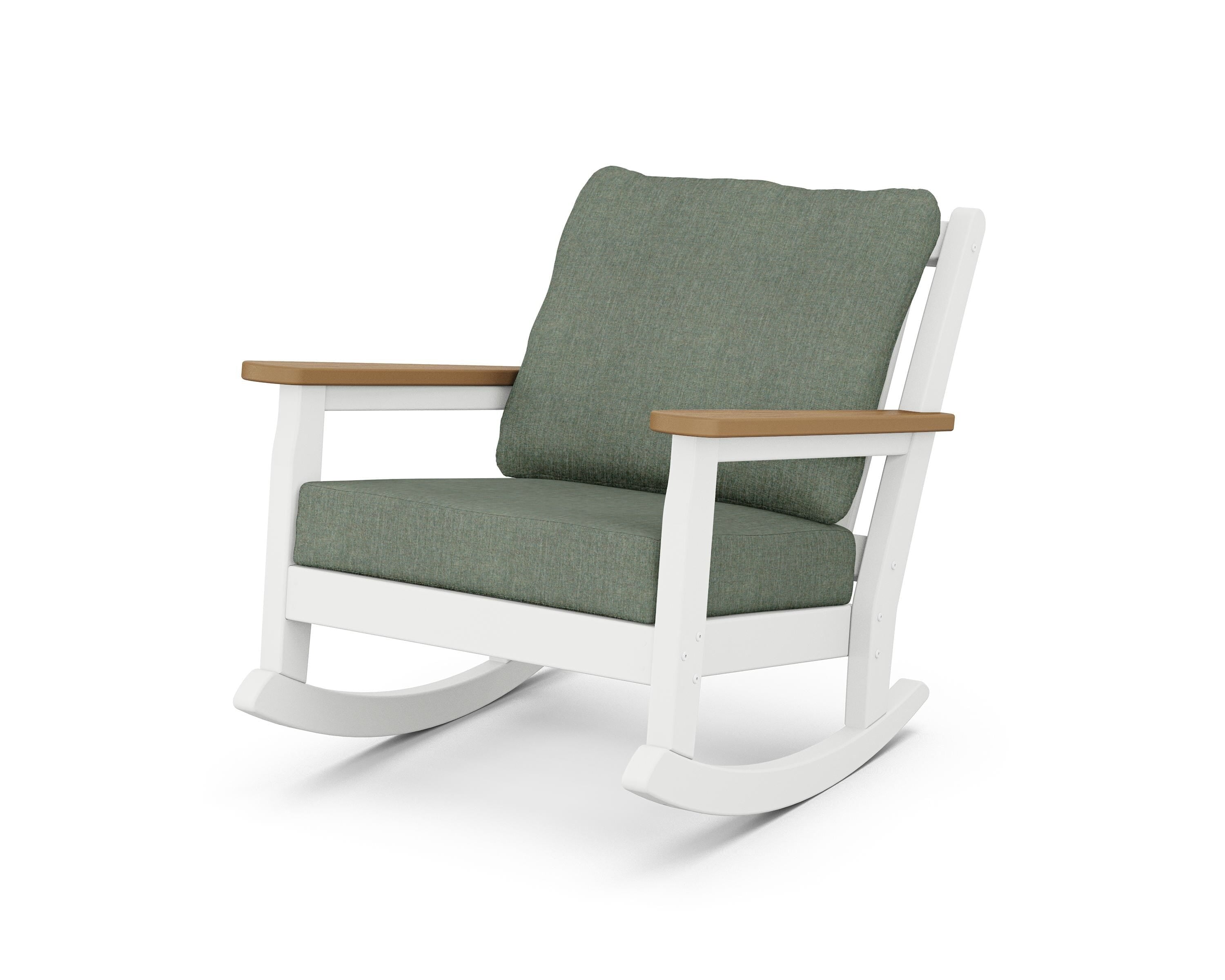 POLYWOOD® Chippendale Deep Seating Rocking Chair in White / Natural / Cast Sage