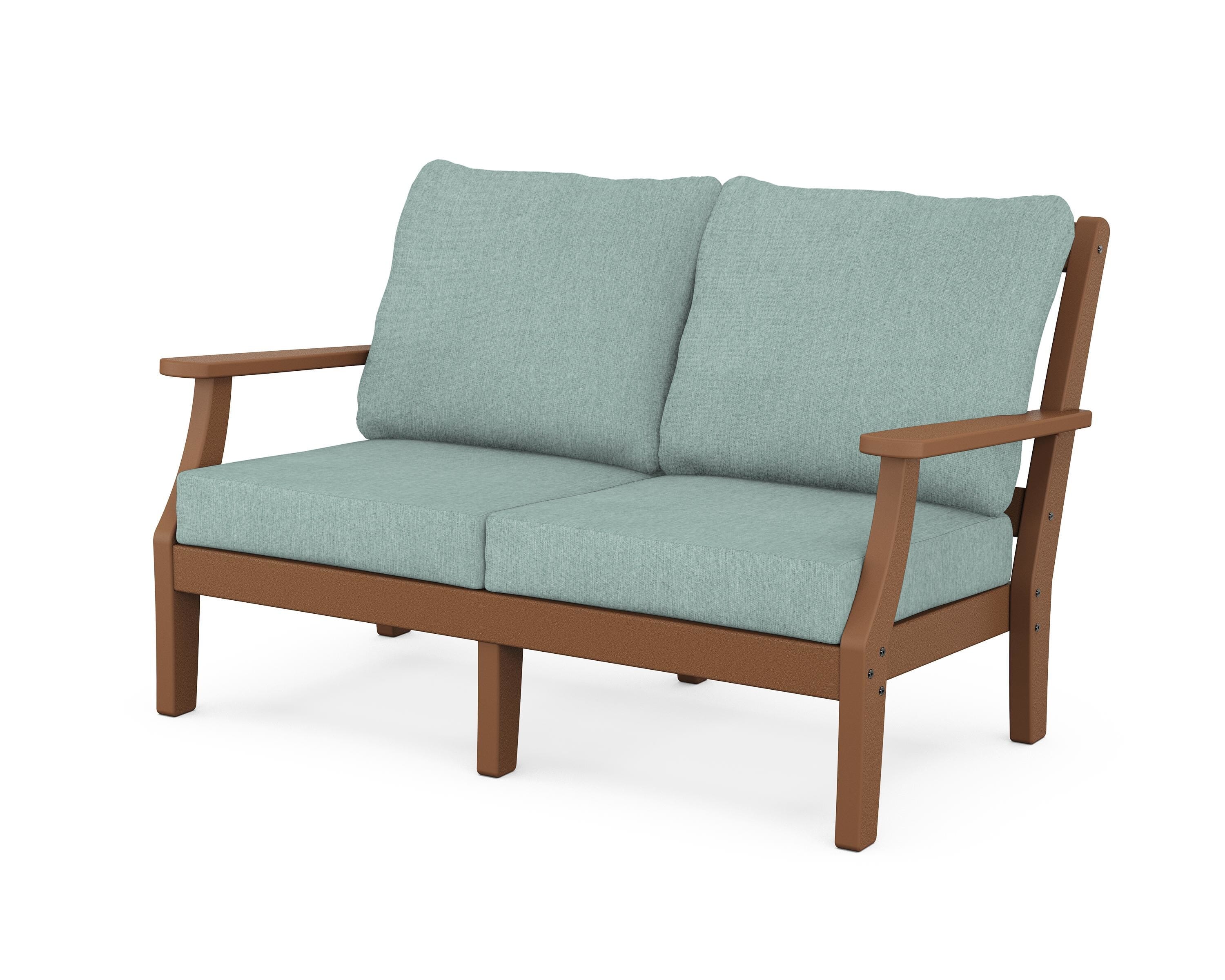 Martha Stewart by POLYWOOD® Chinoiserie Deep Seating Loveseat in Teak / Glacier Spa