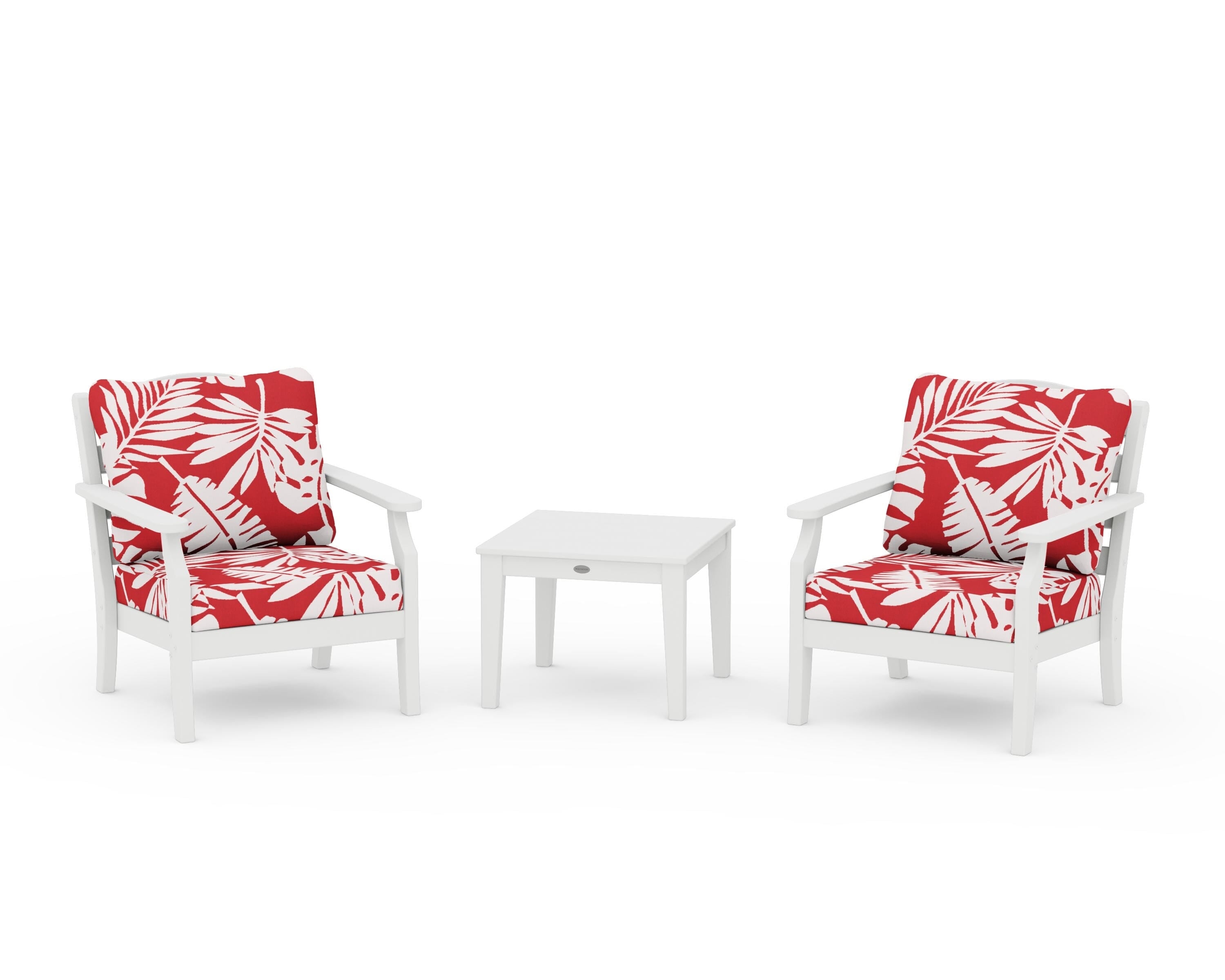Draper James™ by POLYWOOD® Savannah 3-Piece Deep Seating Set in White / Leaf Crimson