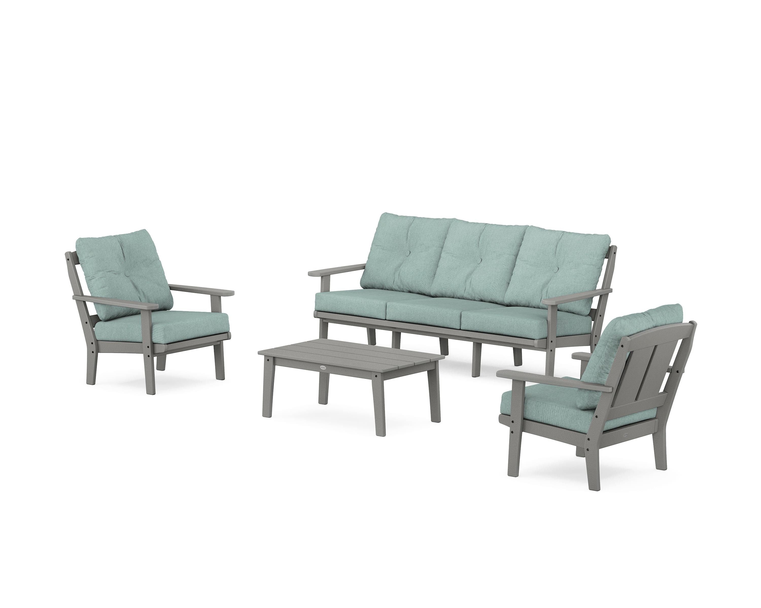 POLYWOOD® Mission 4-Piece Deep Seating Set with Sofa in Slate Grey / Glacier Spa