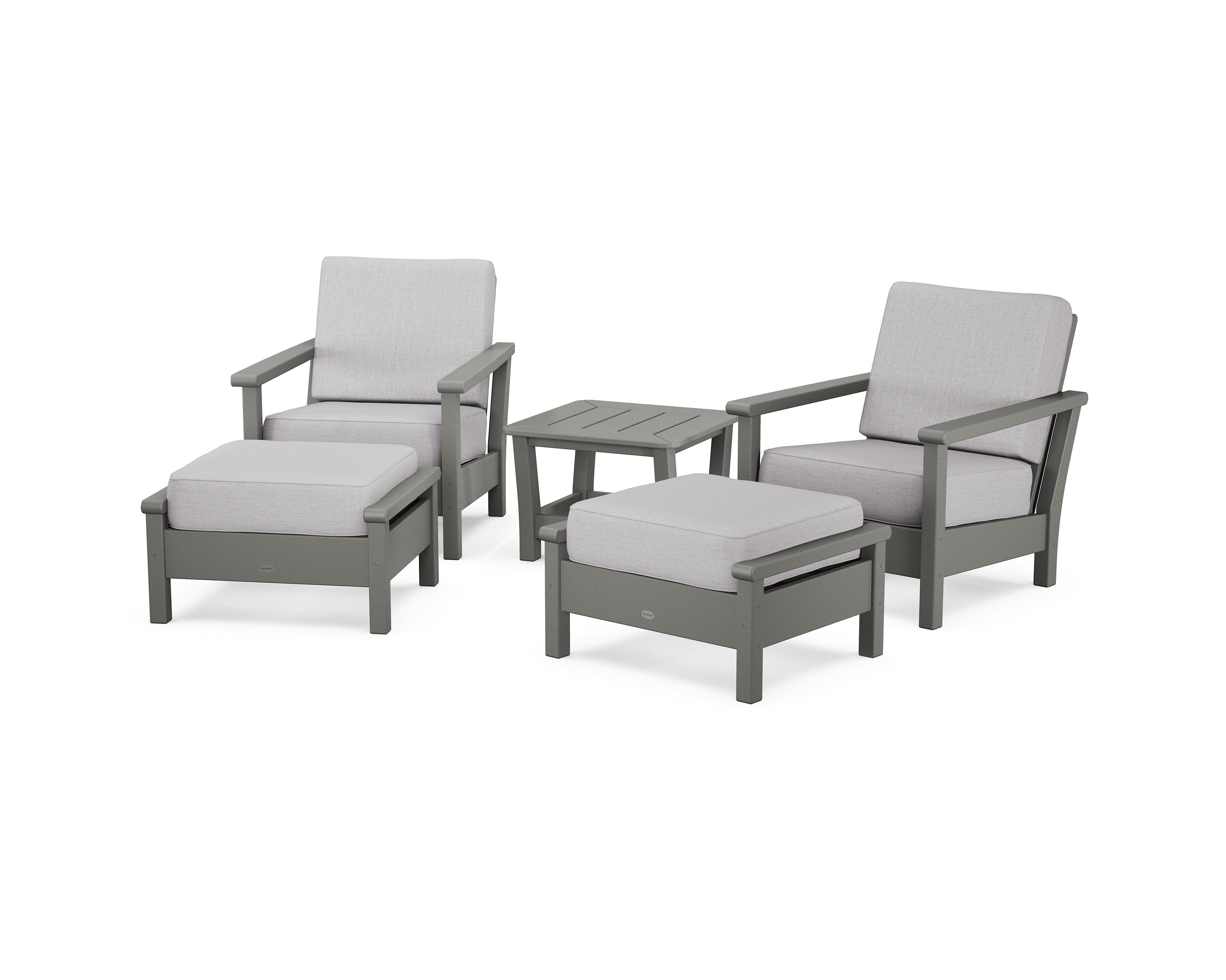 POLYWOOD® Harbour 5-Piece Deep Seating Chair Set in Slate Grey / Granite