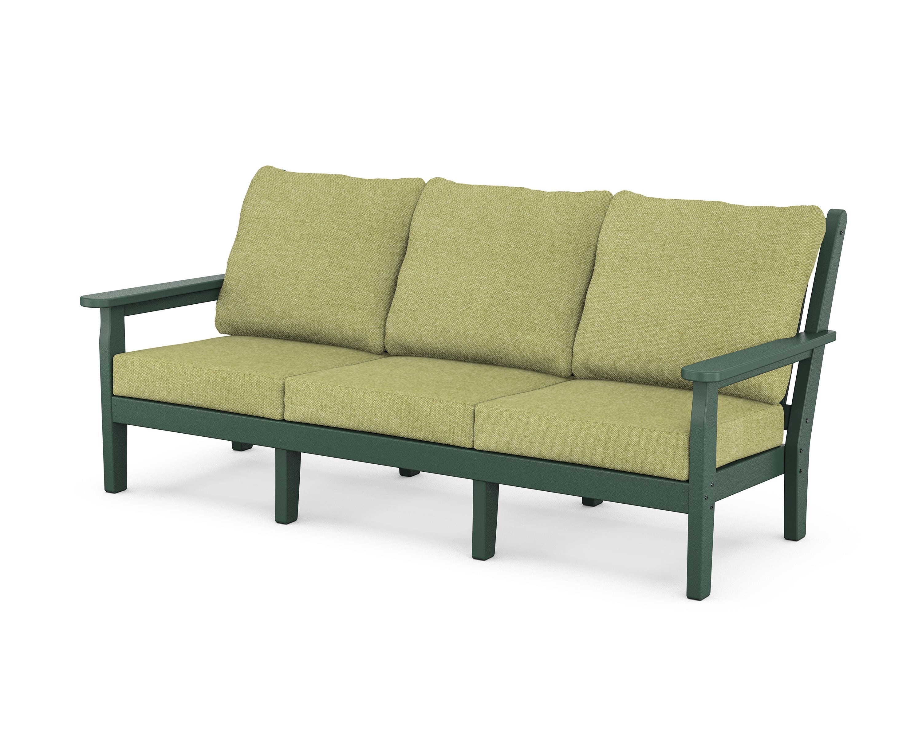 POLYWOOD® Chippendale Deep Seating Sofa in Green / Chartreuse Boucle