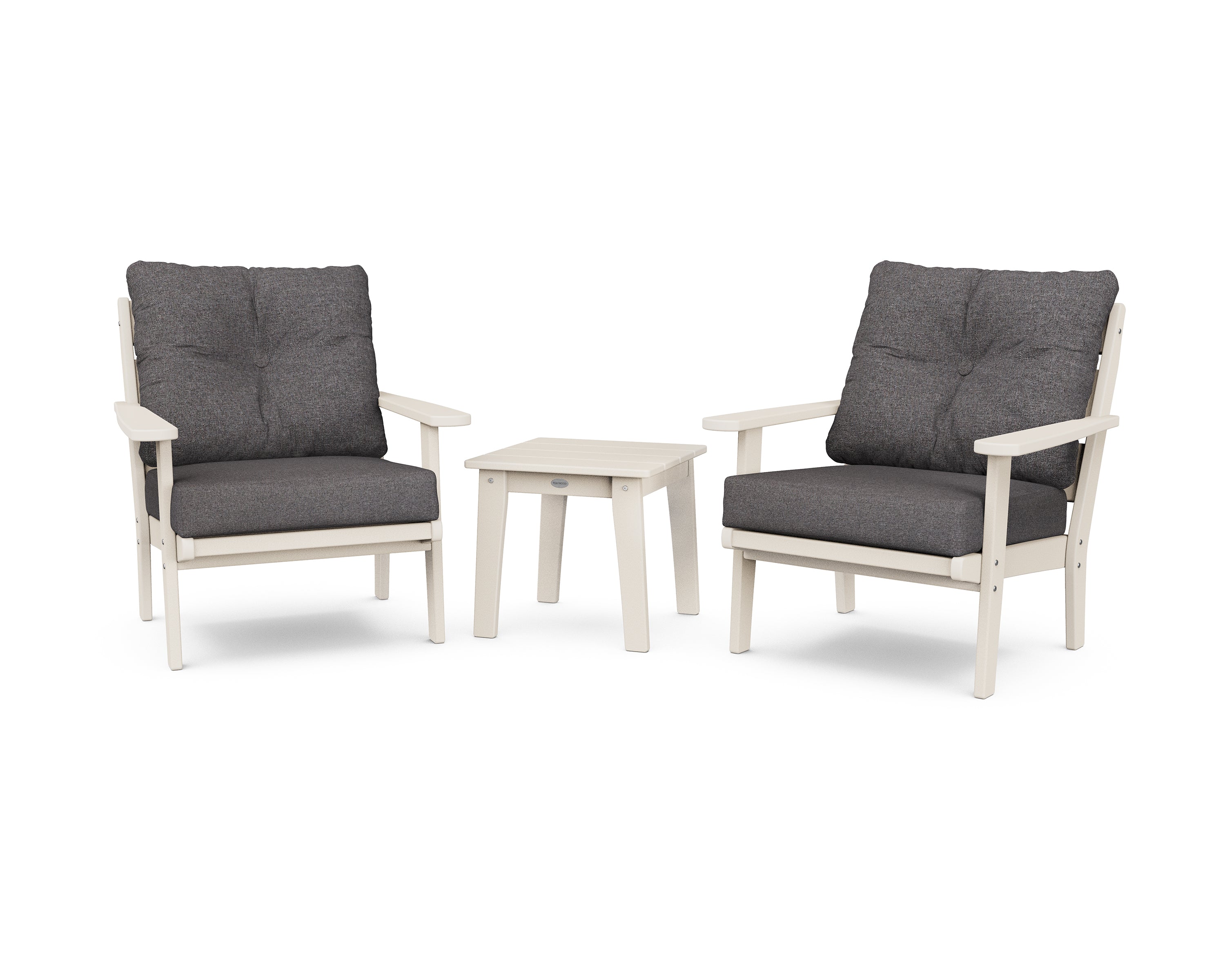 POLYWOOD® Lakeside 3-Piece Deep Seating Chair Set in Sand / Ash Charcoal