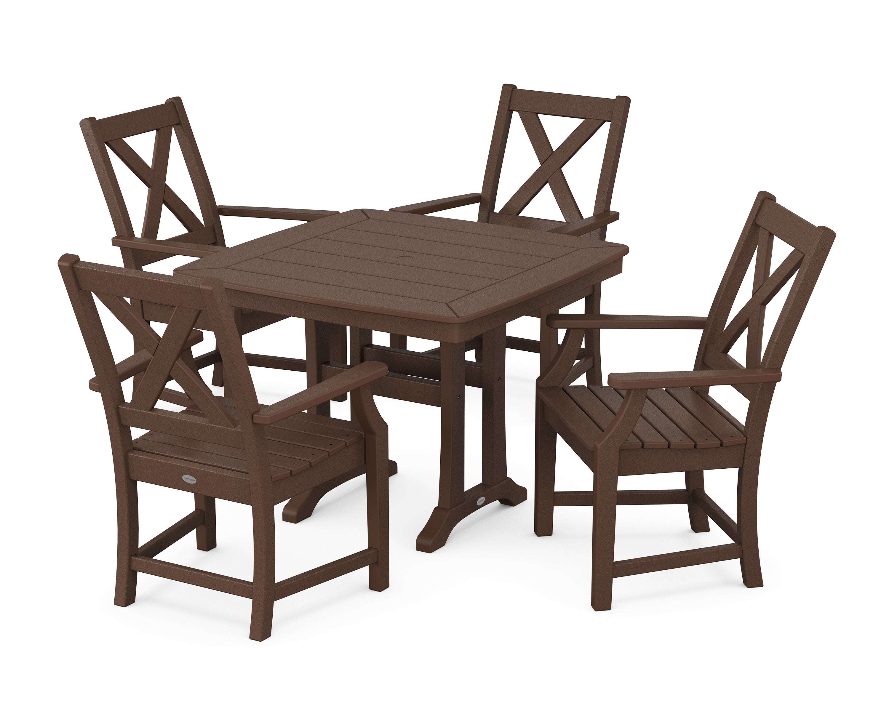 POLYWOOD® Braxton 5-Piece Dining Set with Trestle Legs in Mahogany