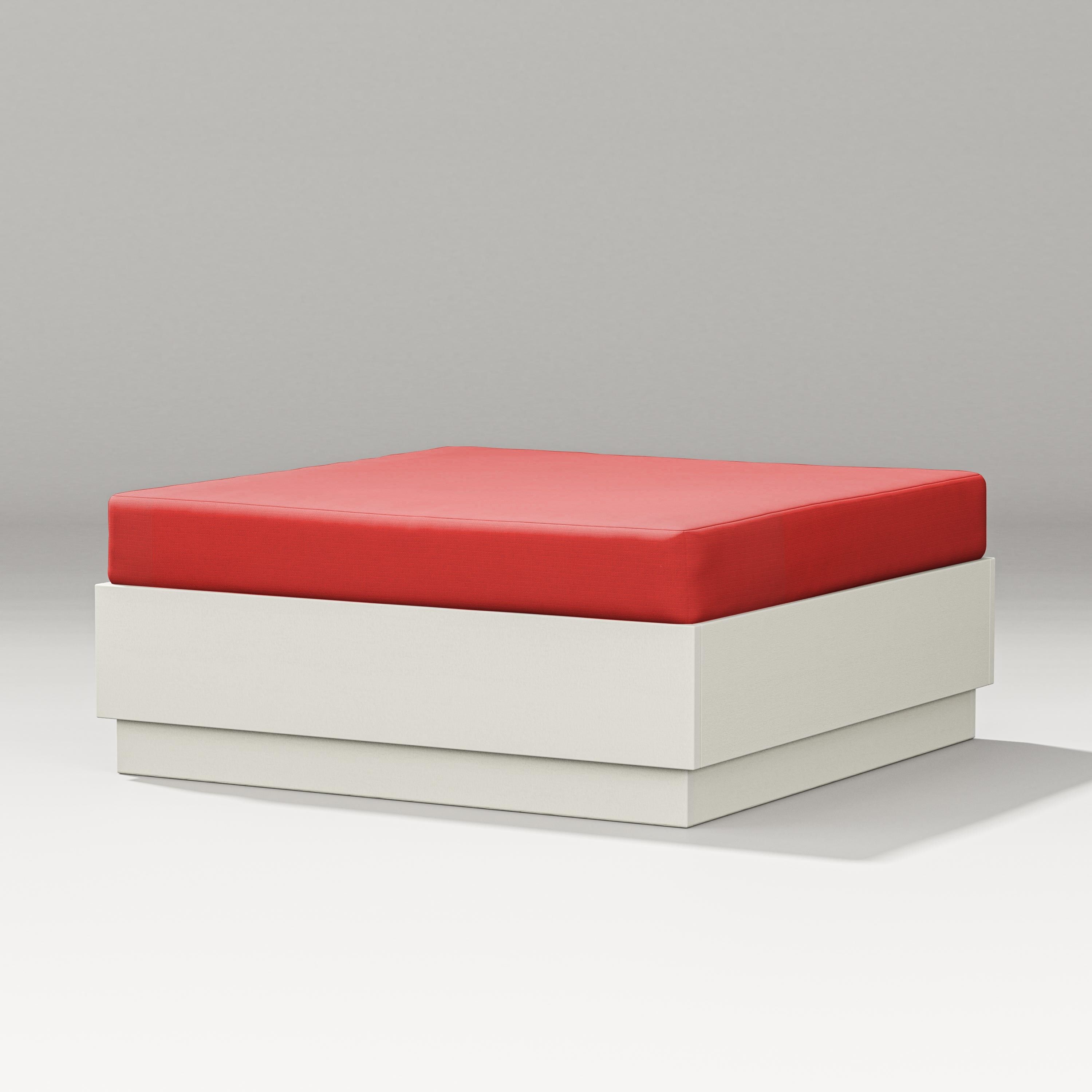 PW Designer Series Elevate Lounge Ottoman in Vintage White / Crimson Linen