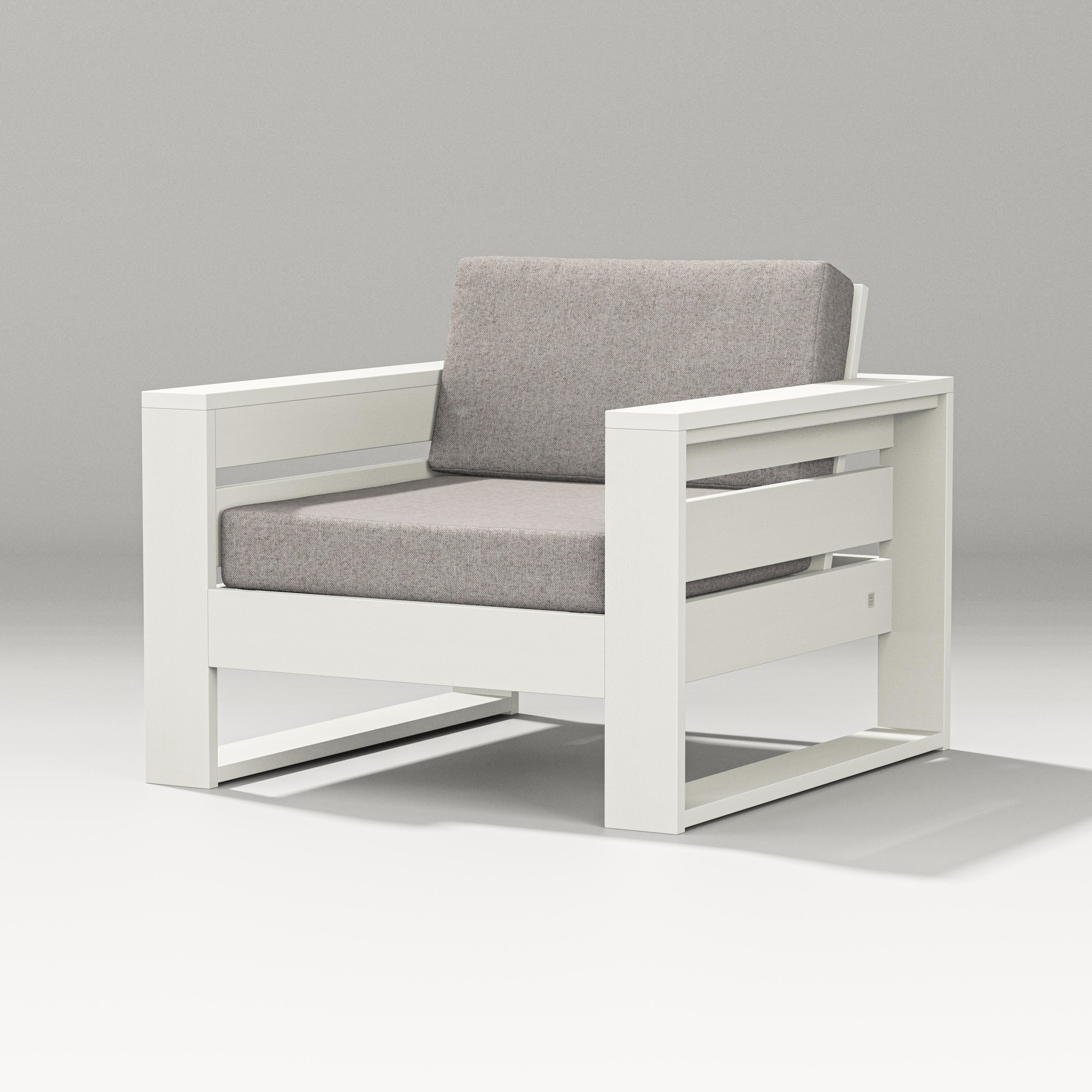 PW Designer Series Latitude Lounge Chair in Vintage White / Weathered Tweed