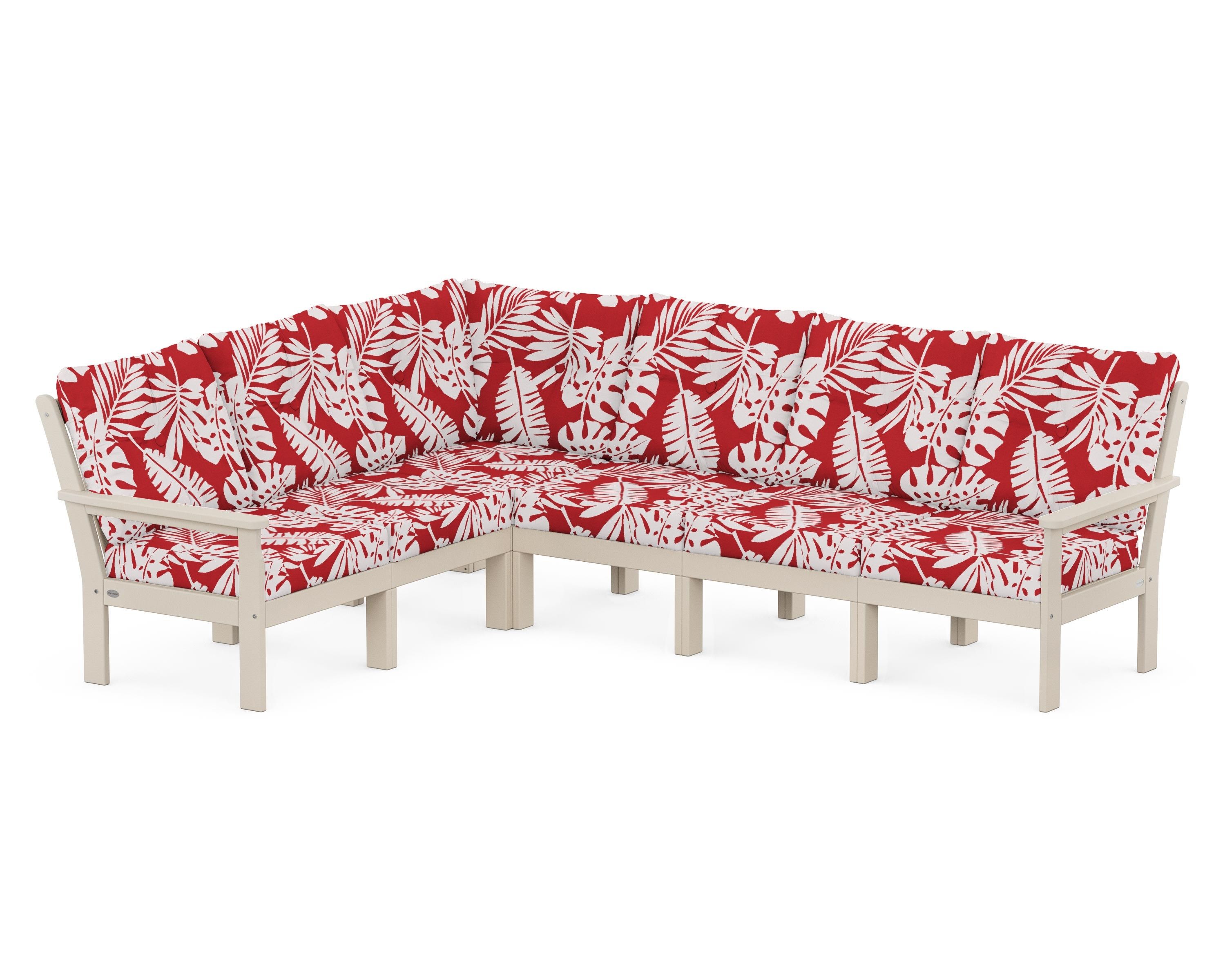 POLYWOOD® Vineyard 6-Piece Sectional in Sand / Leaf Crimson