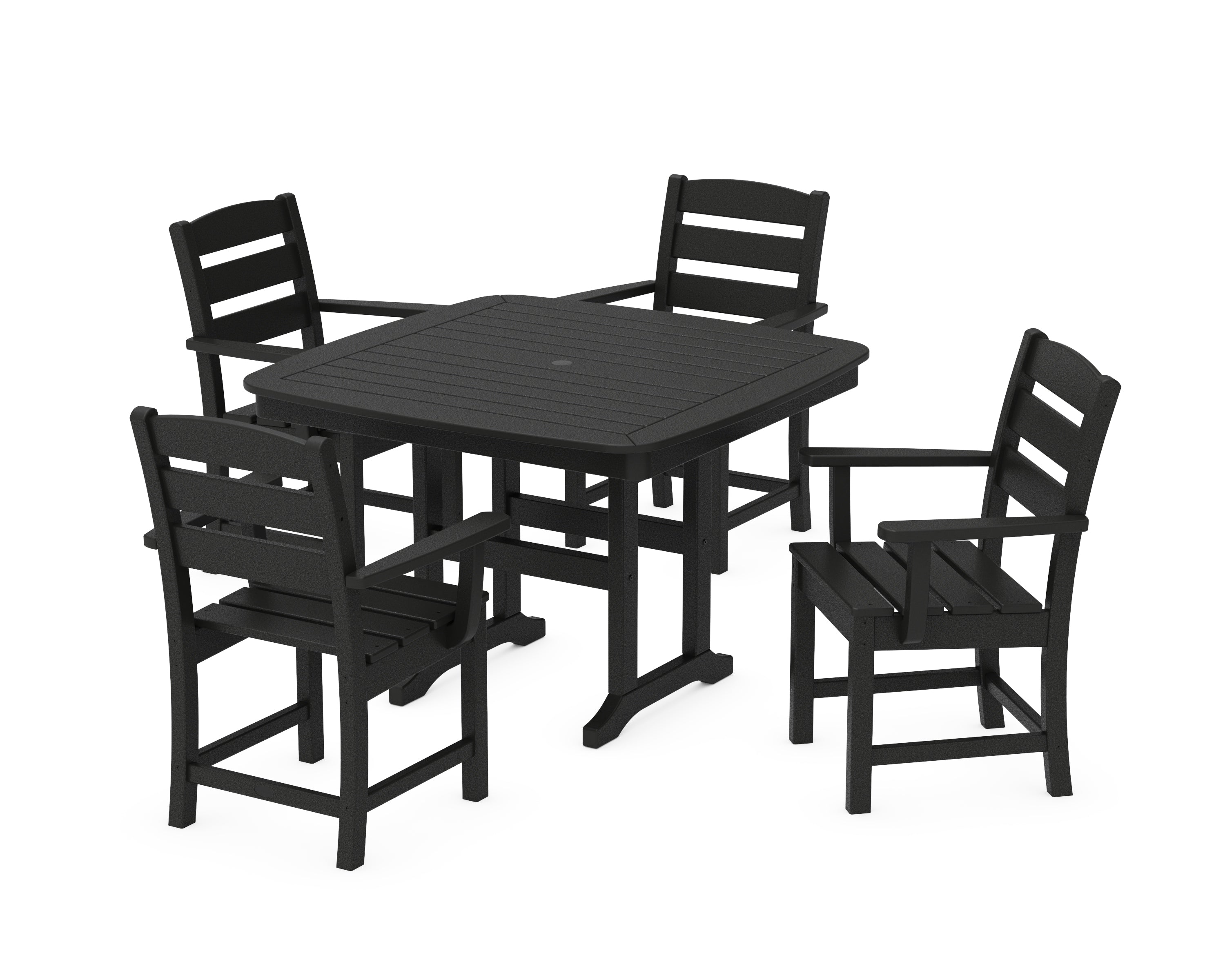 POLYWOOD® Lakeside 5-Piece Dining Set with Trestle Legs in Black