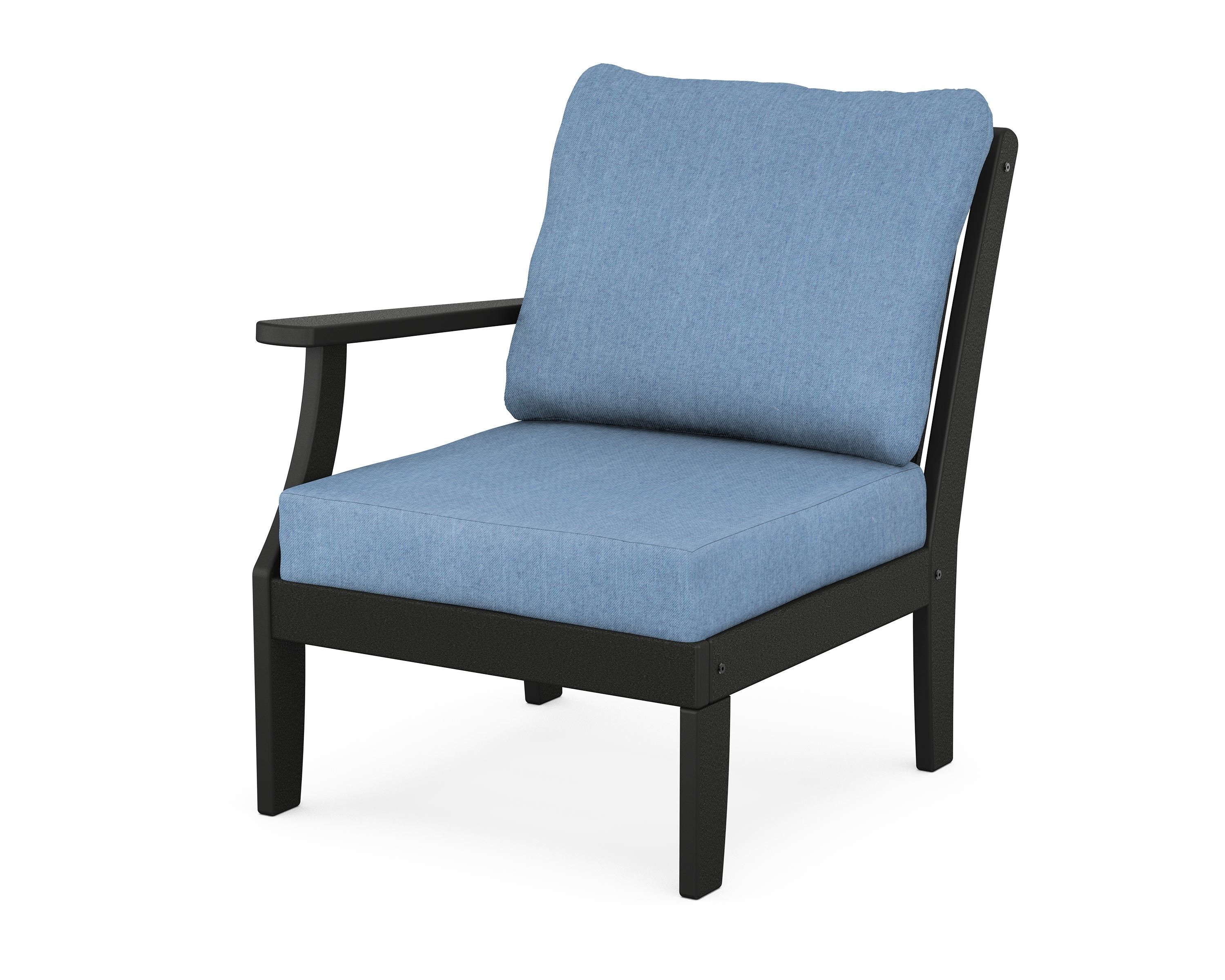POLYWOOD® Braxton Modular Left Arm Chair in Black / Sky Blue