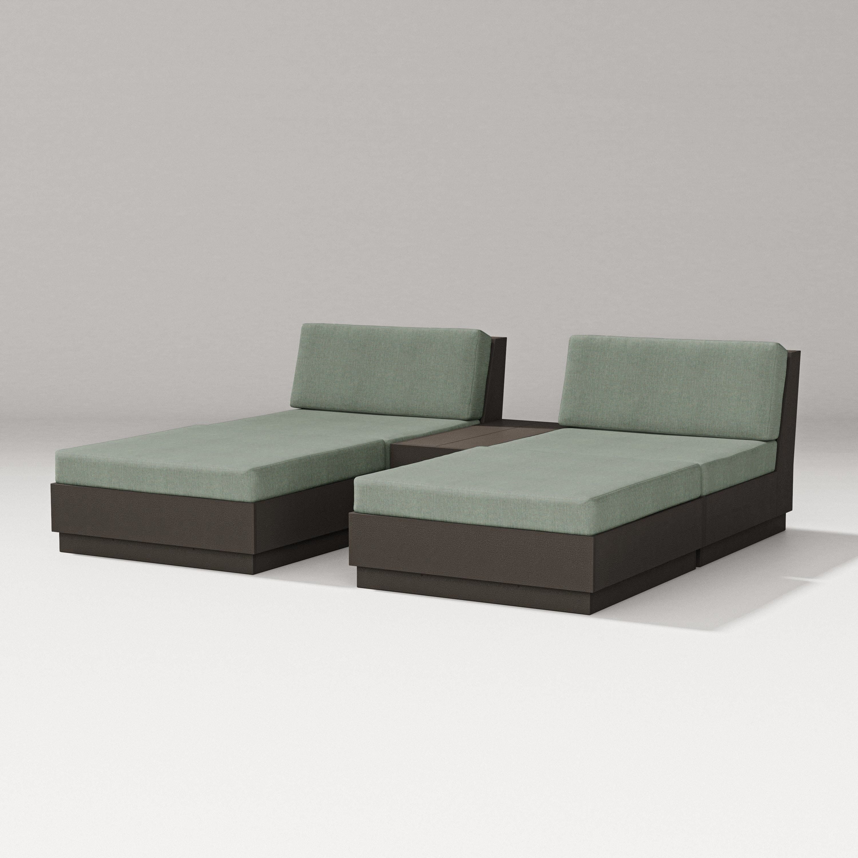 PW Designer Series Elevate Double Chaise Set in Vintage Coffee / Cast Sage