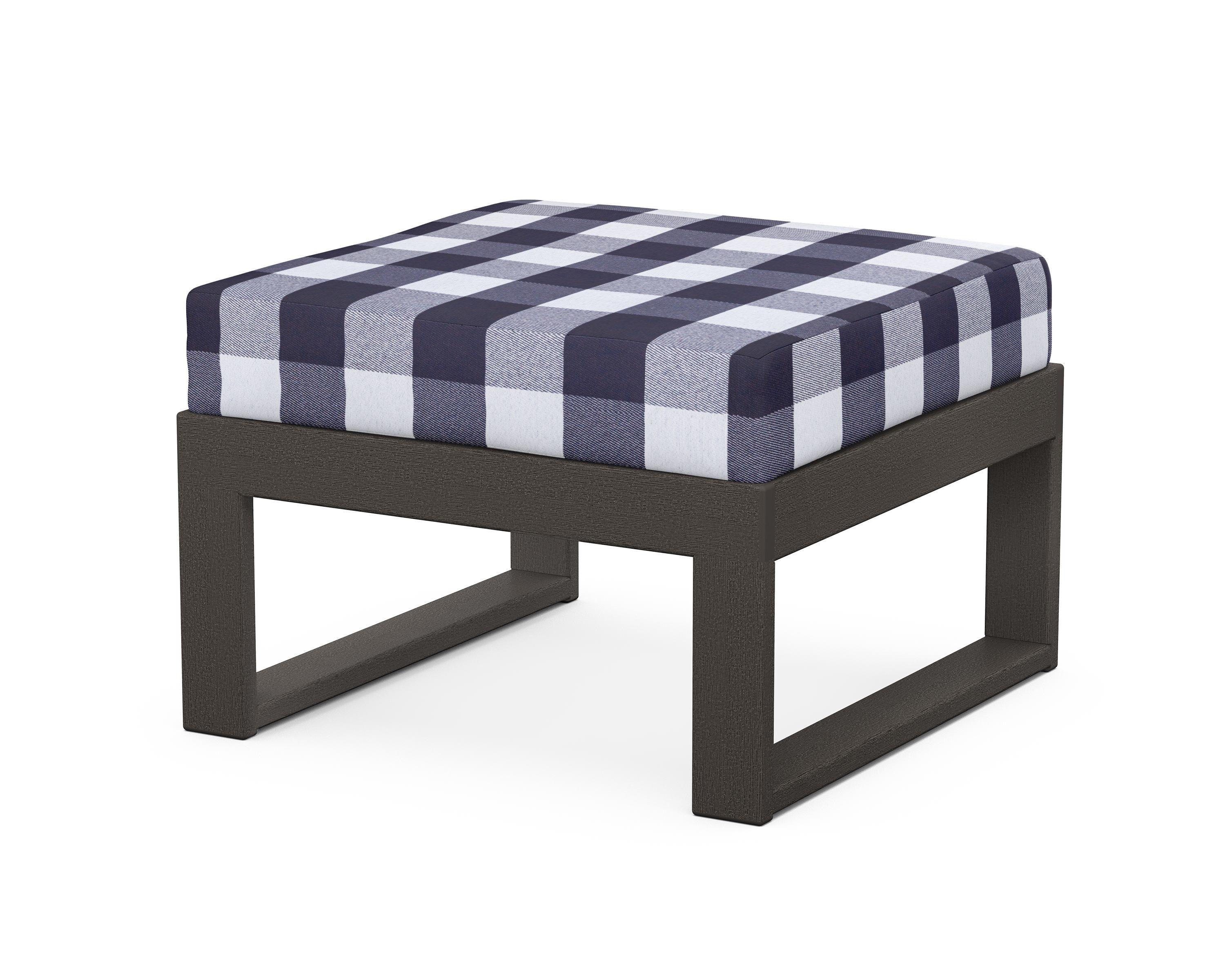 Unbranded Modular Ottoman - Modern in Vintage Coffee / Buffalo Plaid Navy