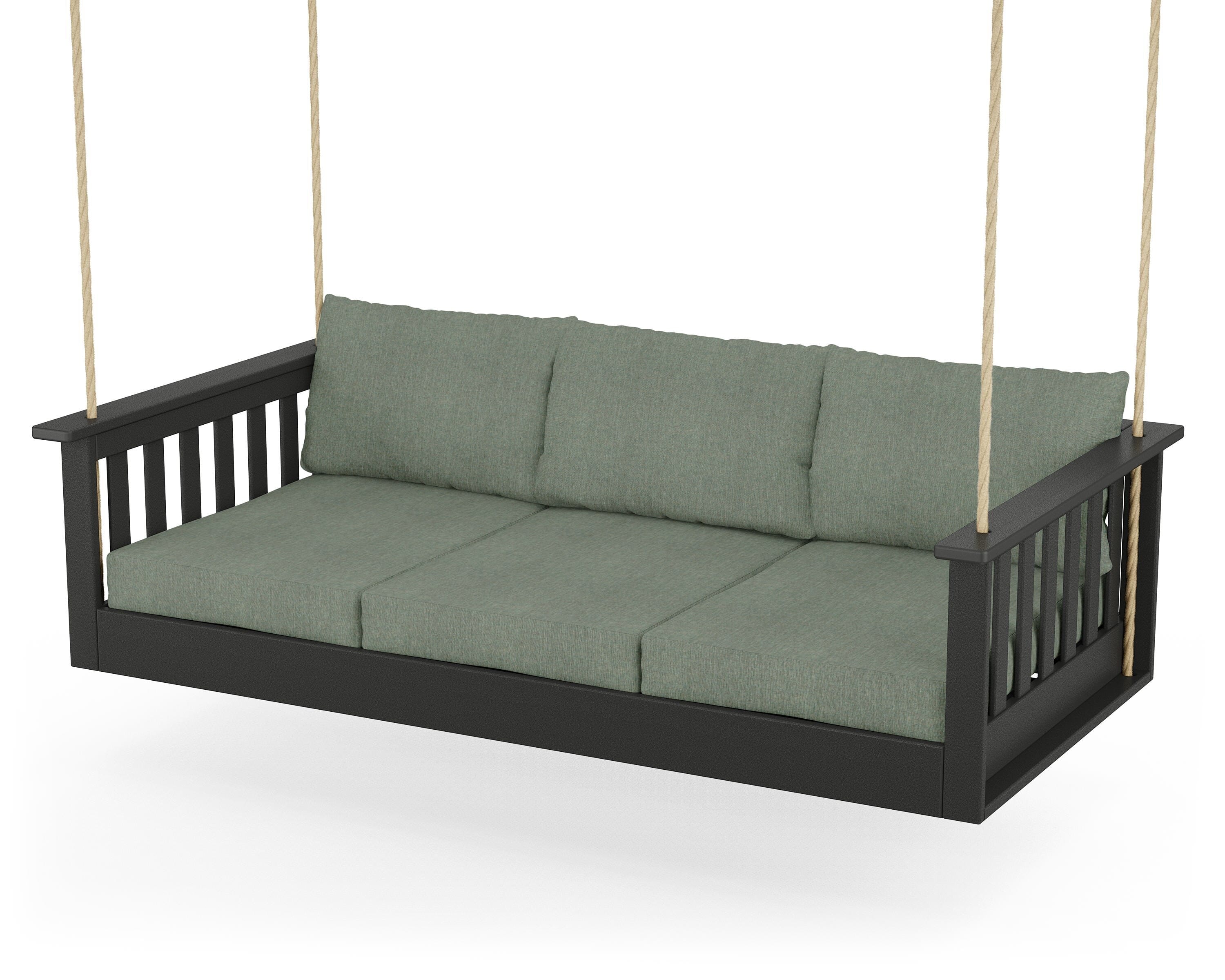 POLYWOOD® Vineyard Daybed Swing in Black / Cast Sage