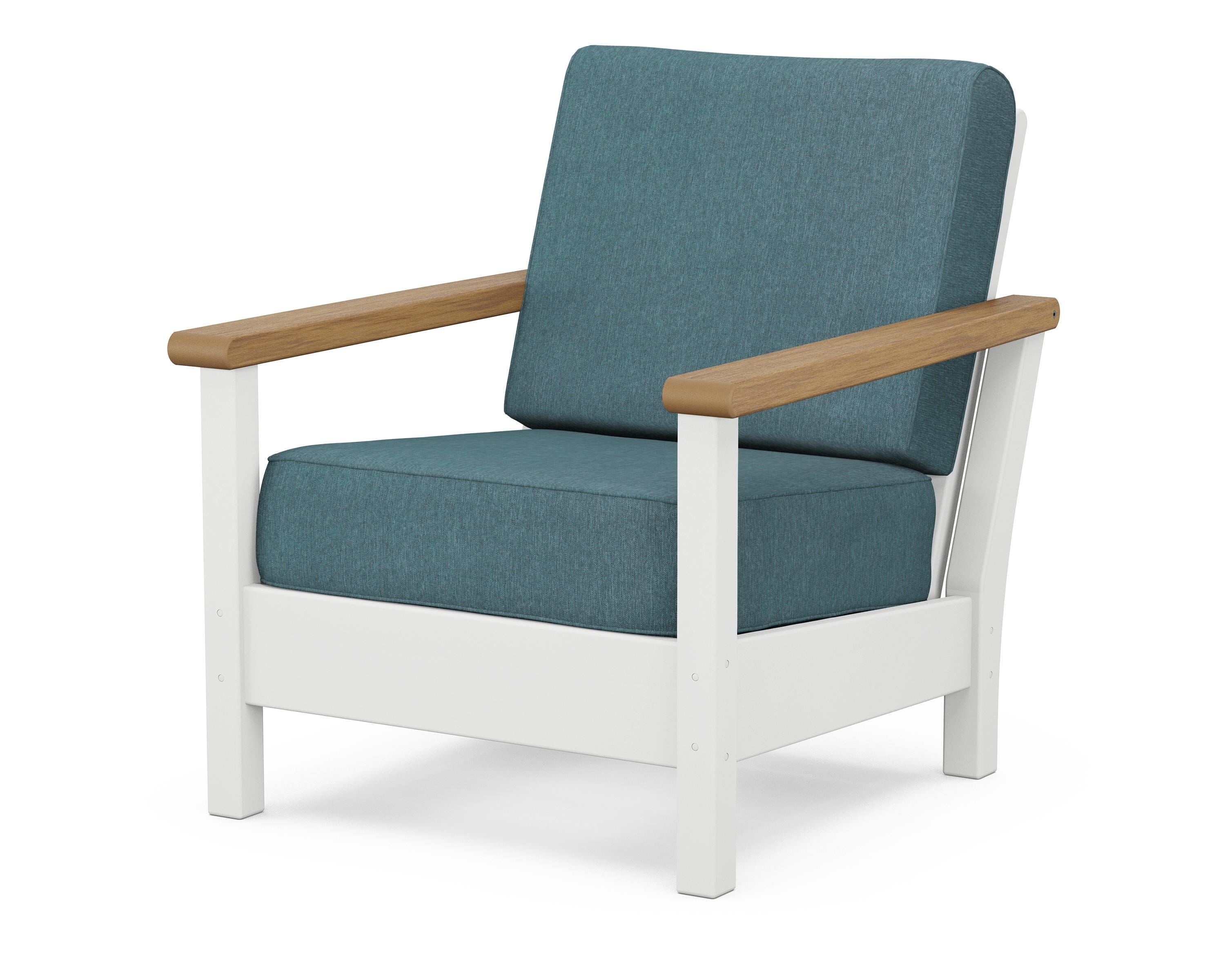 POLYWOOD® Harbour Deep Seating Chair in White / Natural / Ocean Teal