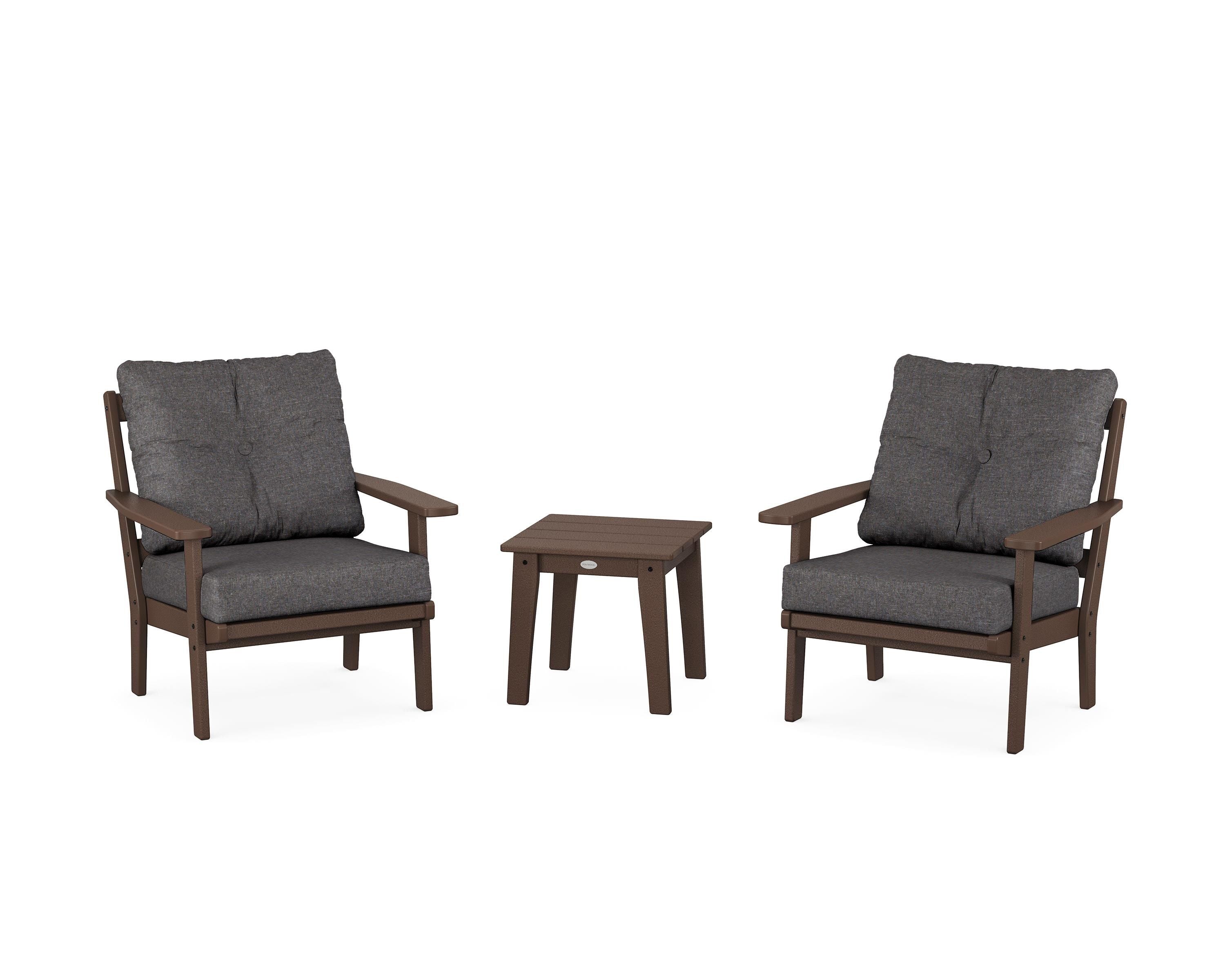 POLYWOOD® Oxford 3-Piece Deep Seating Set in Mahogany / Ash Charcoal
