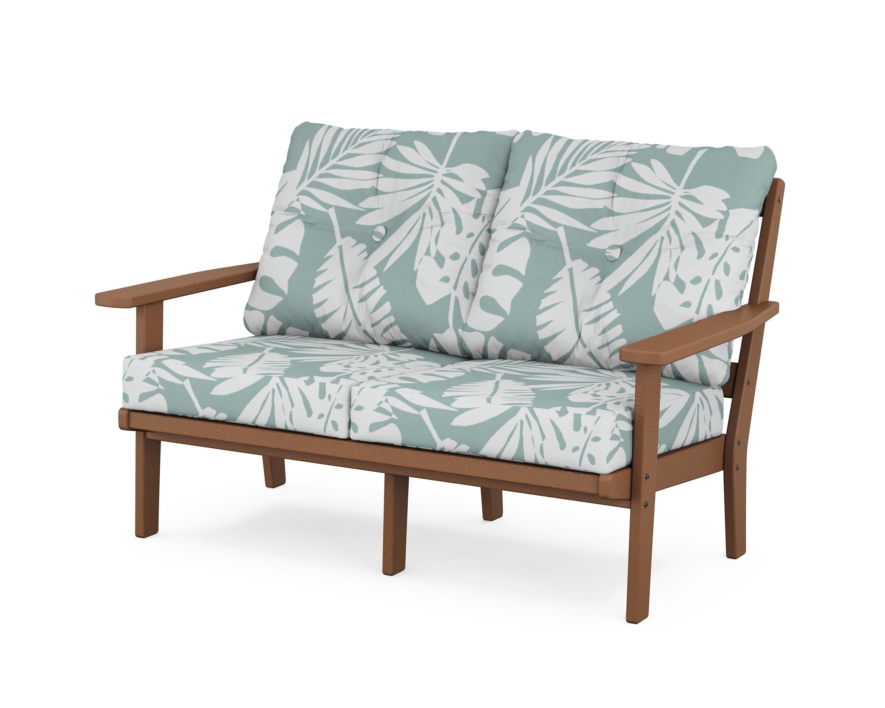 POLYWOOD® Prairie Deep Seating Loveseat in Teak / Leaf Glacier Spa