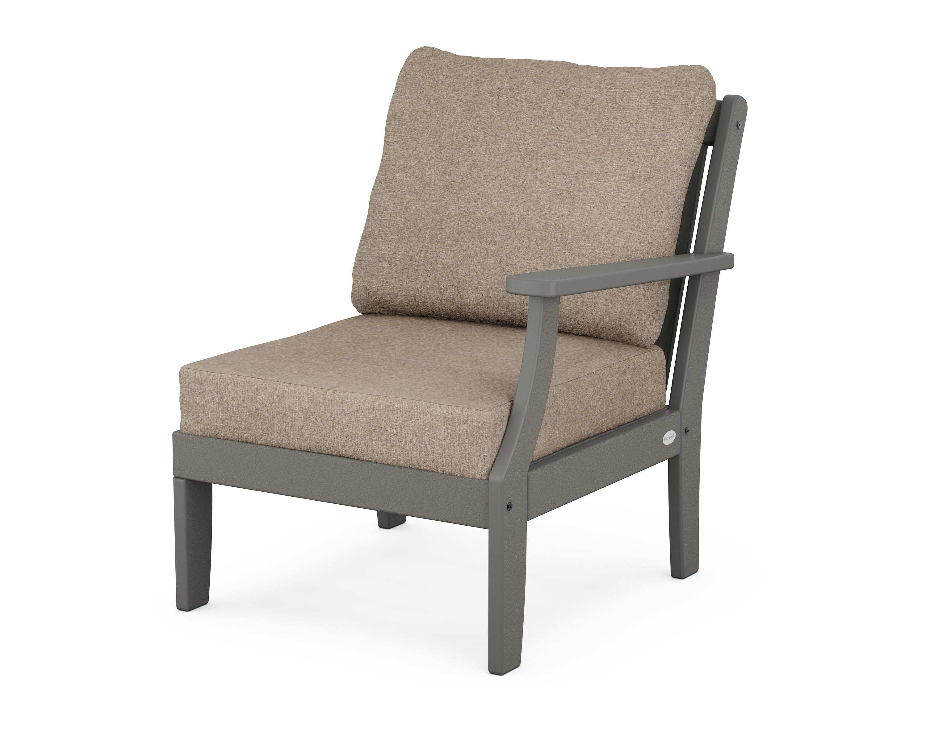 POLYWOOD® Braxton Modular Right Arm Chair in Slate Grey / Spiced Burlap