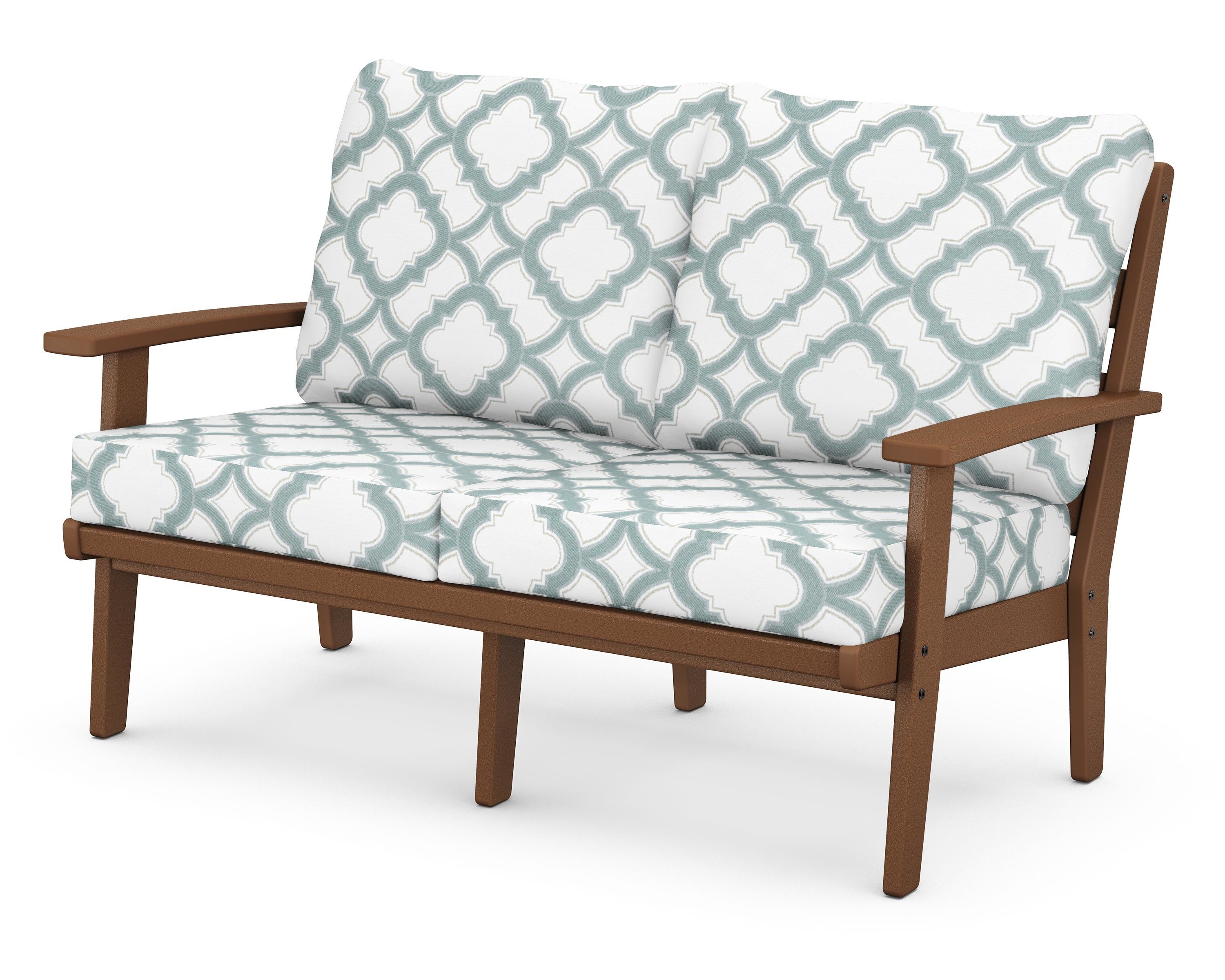 POLYWOOD® Grant Park Deep Seating Loveseat in Teak / Trellis Glacier Spa