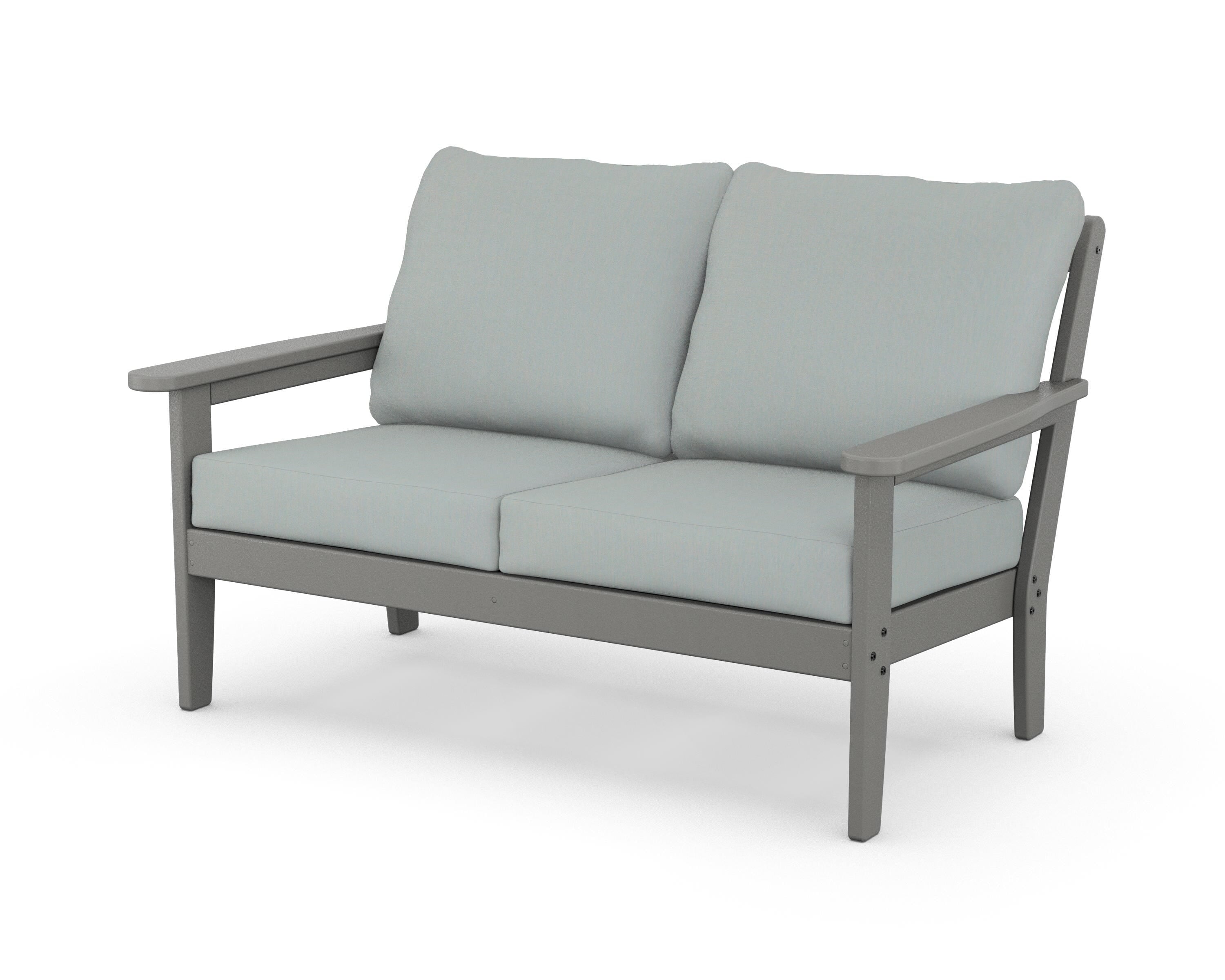 Country Living Cottage Deep Seating Loveseat in Slate Grey / Spa