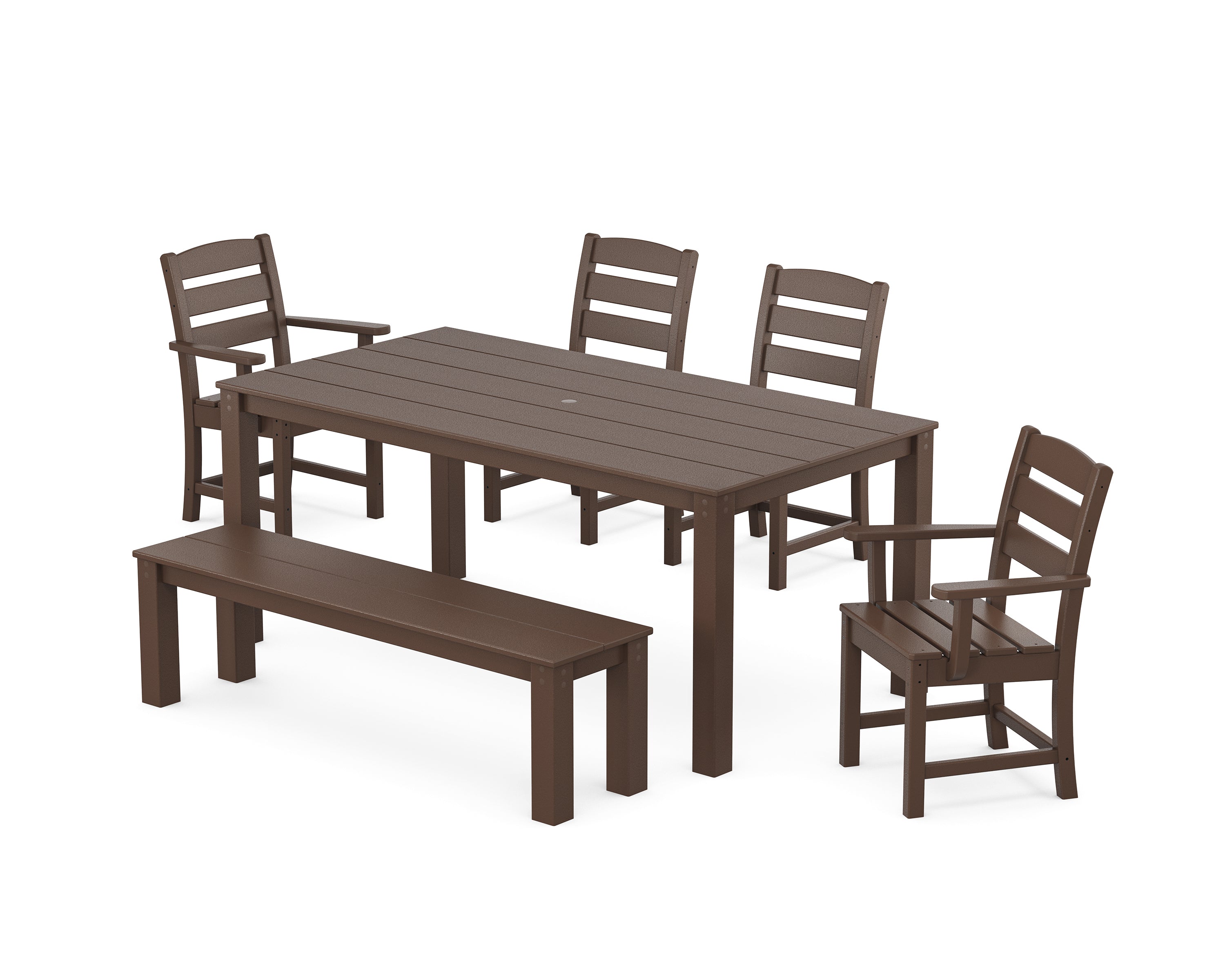 POLYWOOD® Lakeside 6-Piece Parsons Dining Set with Bench in Mahogany