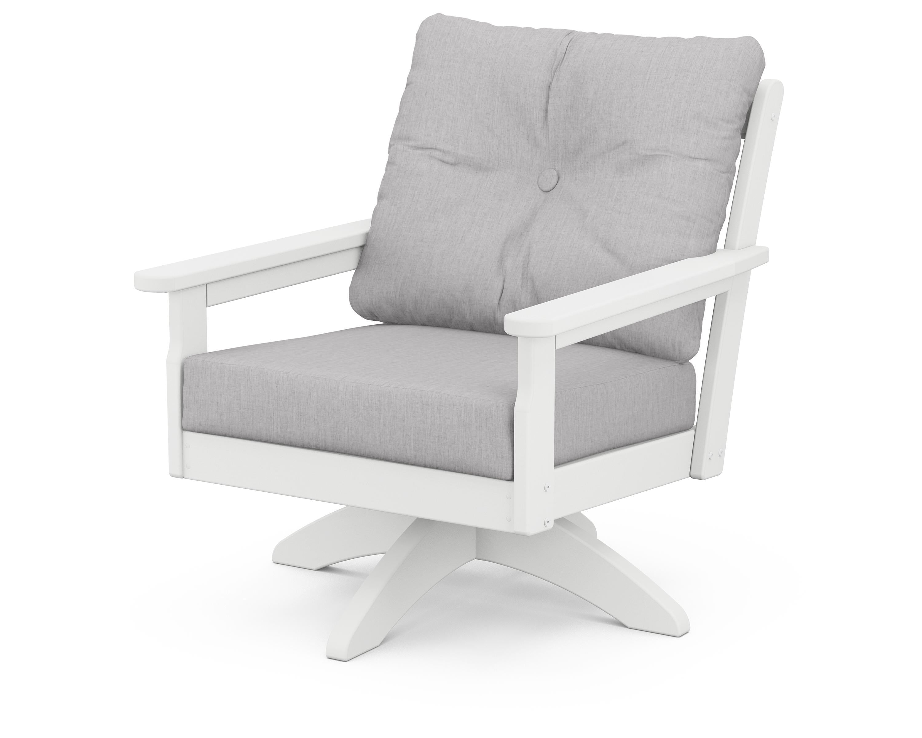 POLYWOOD® Vineyard Deep Seating Swivel Chair in White / Granite
