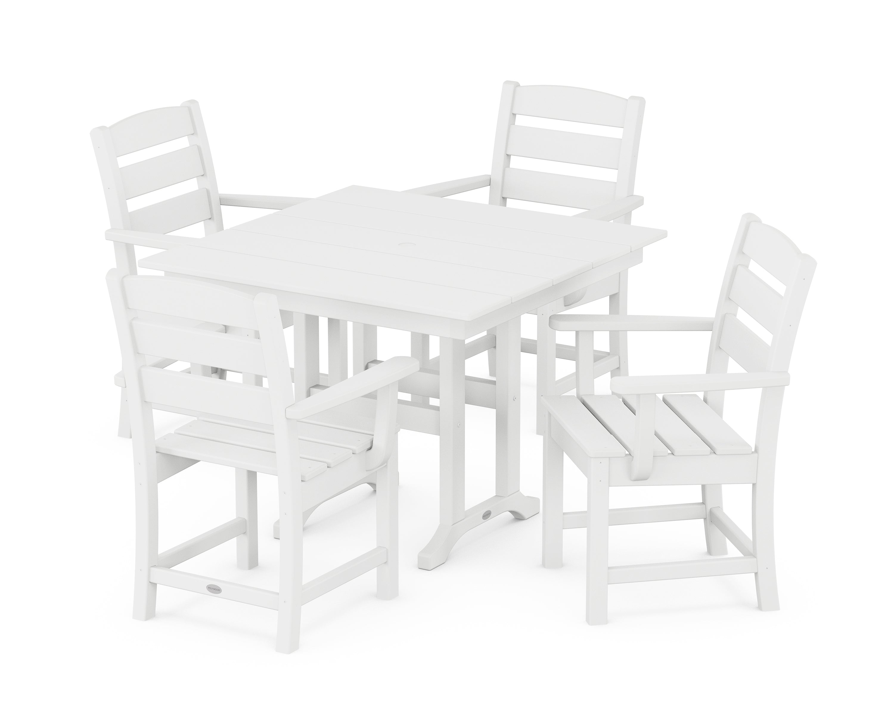 POLYWOOD® Lakeside 5-Piece Farmhouse Dining Set in White