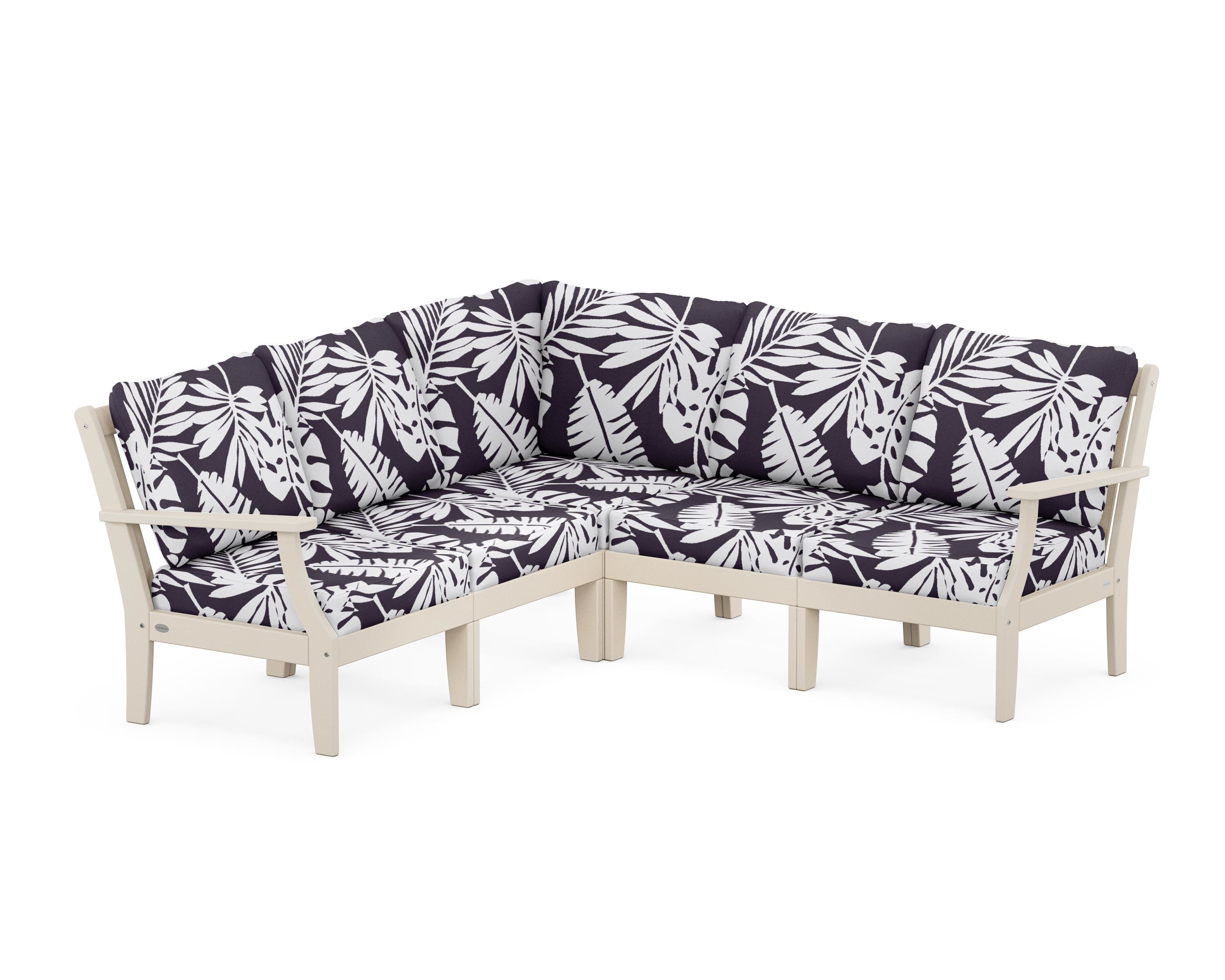 POLYWOOD® Braxton Modular 5-Piece Deep Seating Set in Sand / Leaf Navy